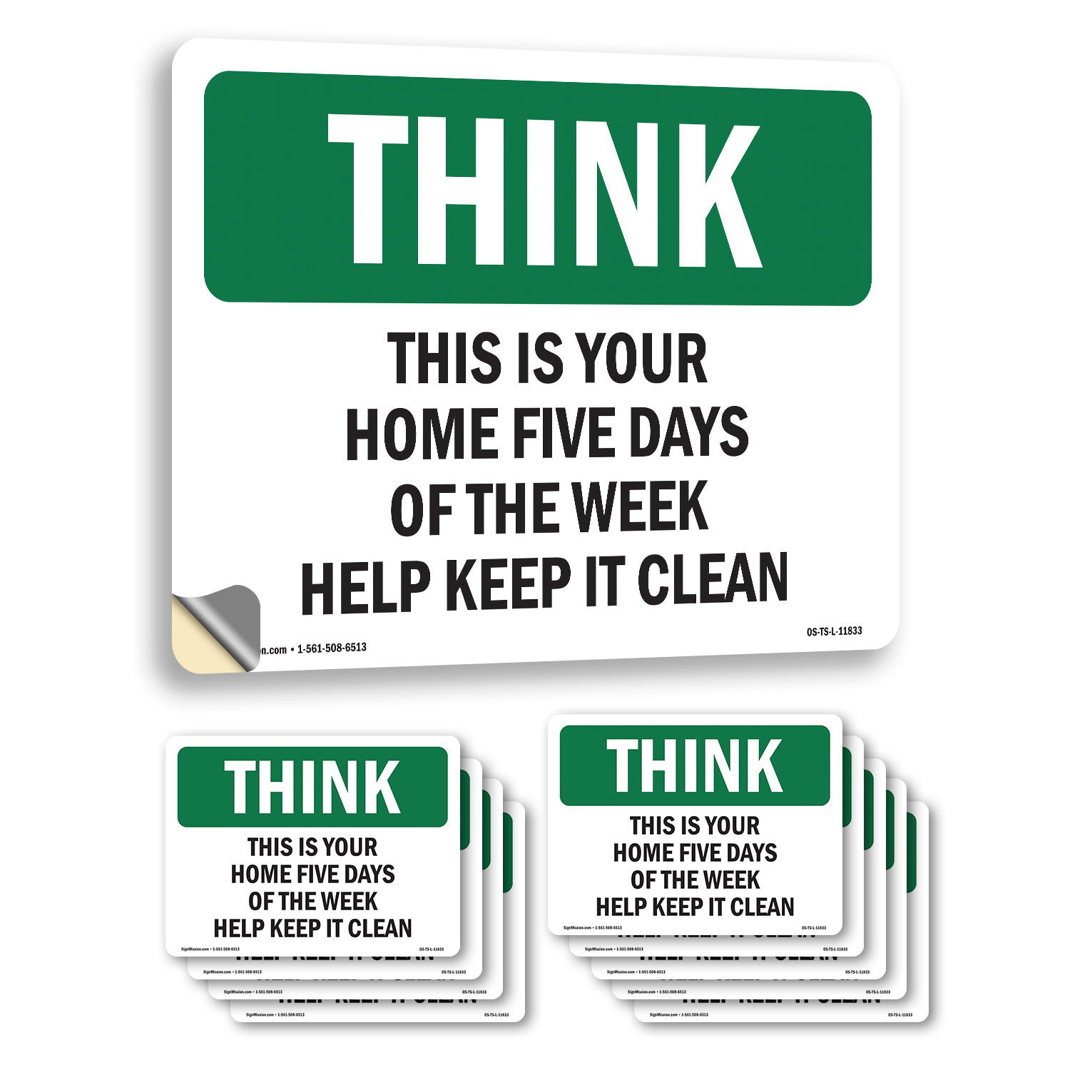 Home Five Days Of The Week Help Keep It Clean OSHA Think Sign, Decal 5/10 Pack - Picture 12 of 43