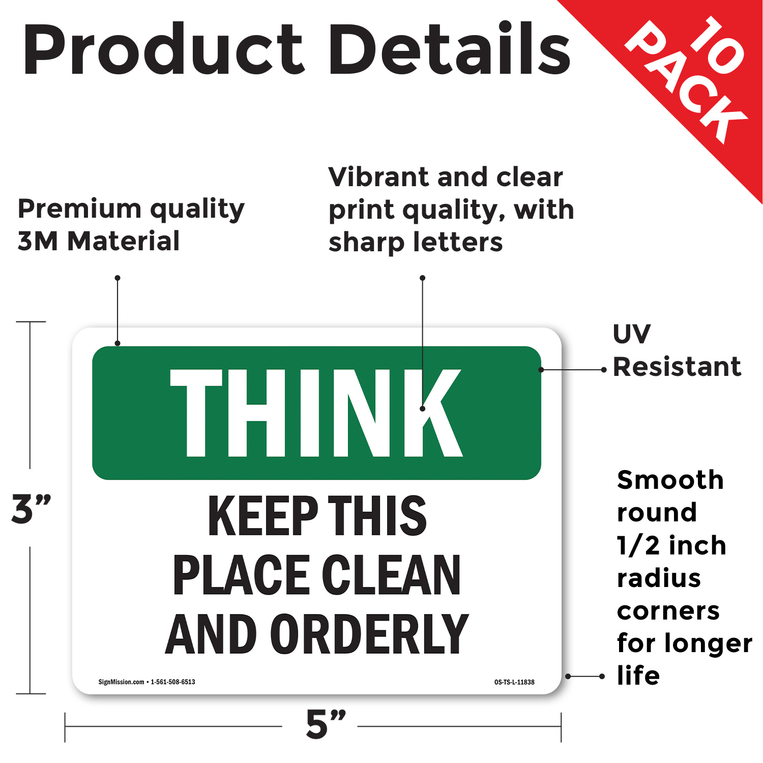 Keep This Place Clean And Orderly OSHA Think Sign Metal, Decal - 5 or 10 Pack - Picture 13 of 43