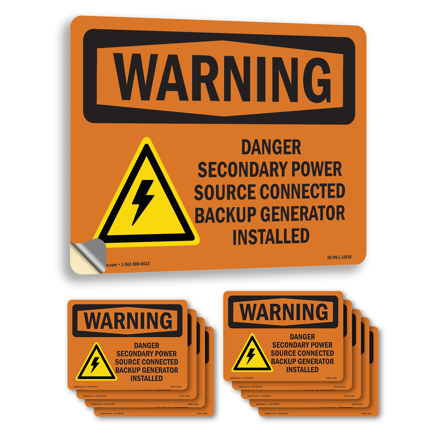 Danger Secondary Power Source With Symbol OSHA WARNING Sign, Decal 5 or 10 Pack - Picture 10 of 52