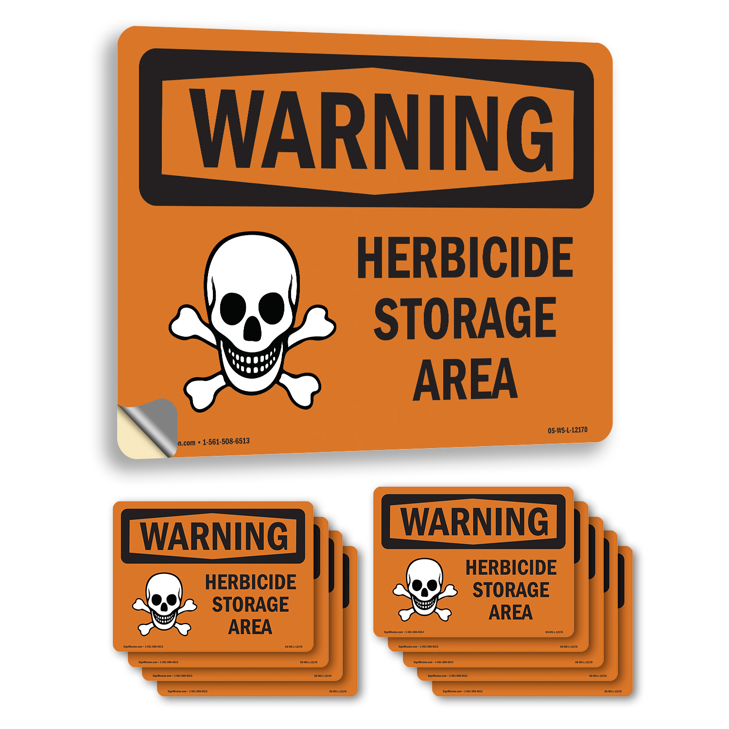 Área de almacenamiento de herbicidas OSHA ADVERTENCIA señal metal, plástico o calcomanía - paquete de 5 o 10 - Imagen 12 de 43