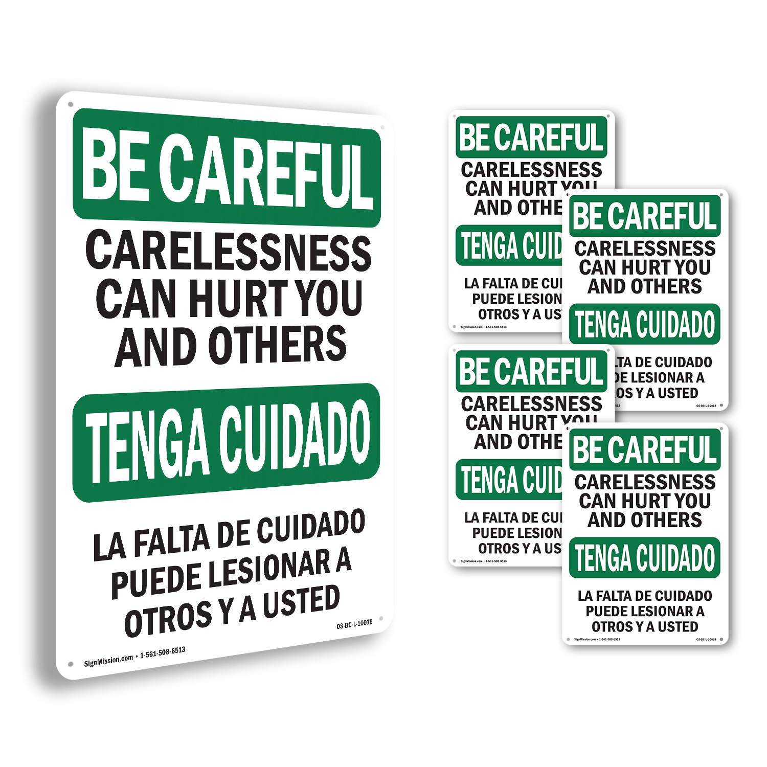 Carelessness Can Hurt Bilingual OSHA Be Careful Sign Or Decal - 5 or 10 Pack - Picture 40 of 75