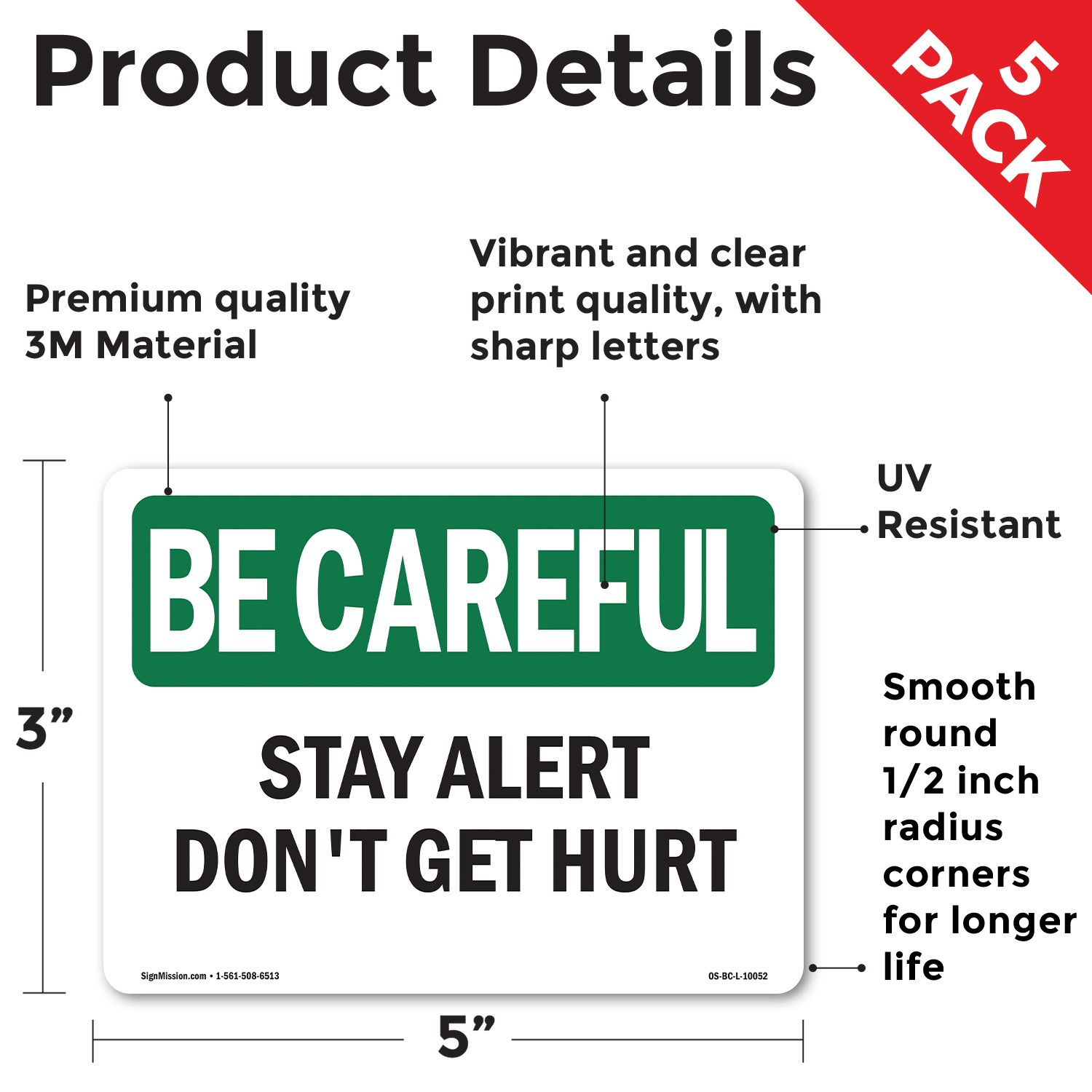 Letrero Stay Alert Don't Get Hurt OSHA Be Careful metal plástico, calcomanía paquete de 5 o 10 - Imagen 33 de 43