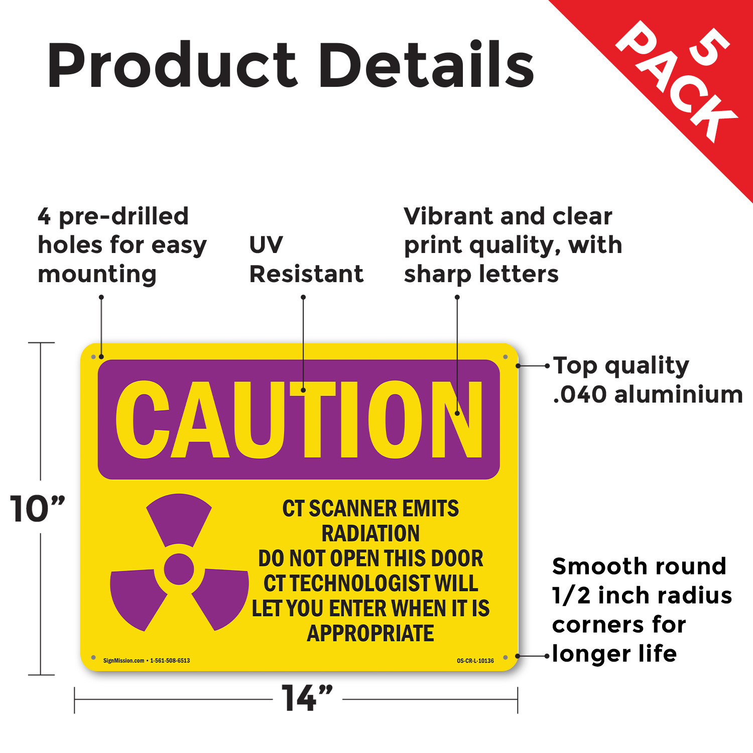 CT-Scanner emittiert Strahlung Do mit Symbol OSHA Vorsicht Strahlungszeichen 5/10er Pack - Bild 27 von 43