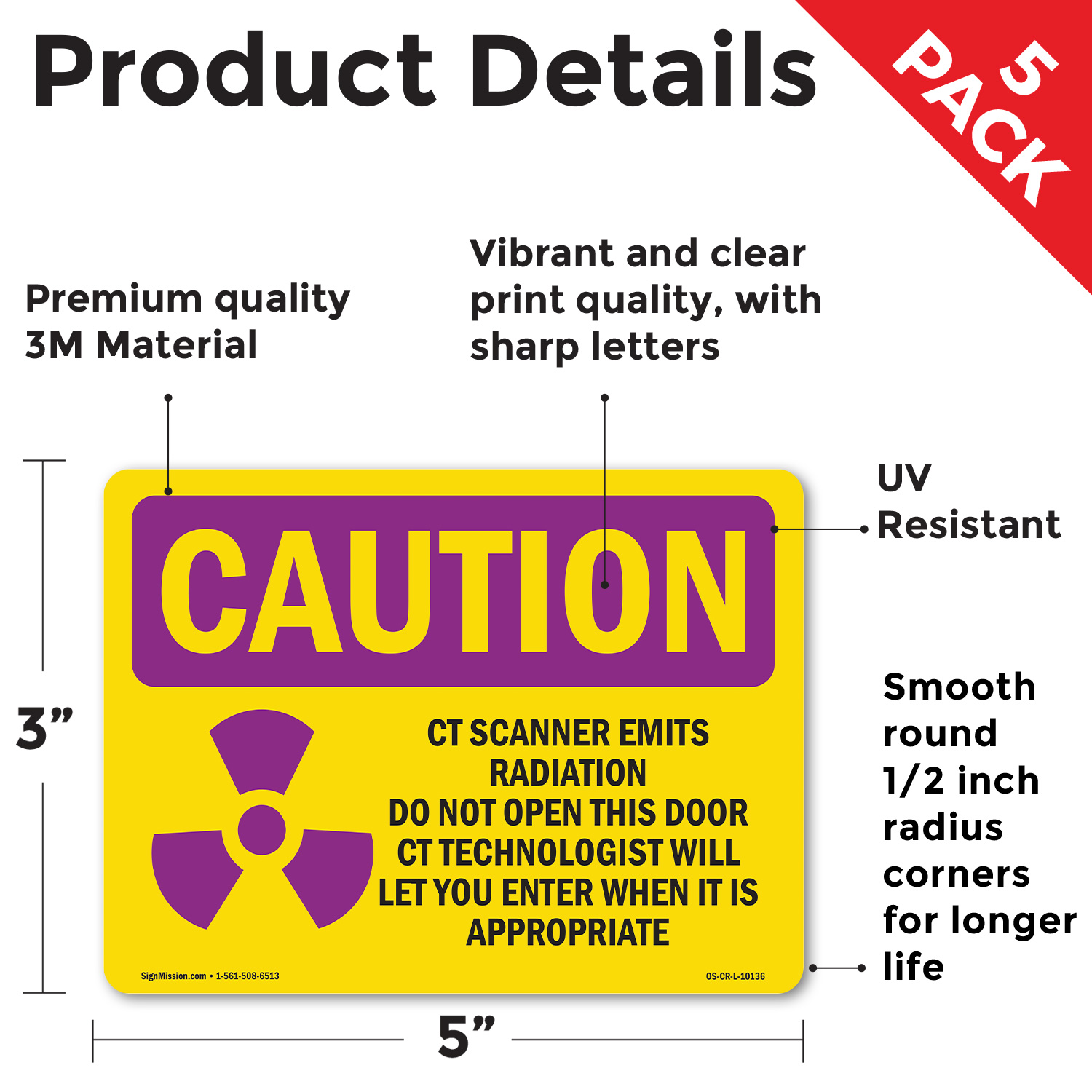 CT-Scanner emittiert Strahlung Do mit Symbol OSHA Vorsicht Strahlungszeichen 5/10er Pack - Bild 33 von 43