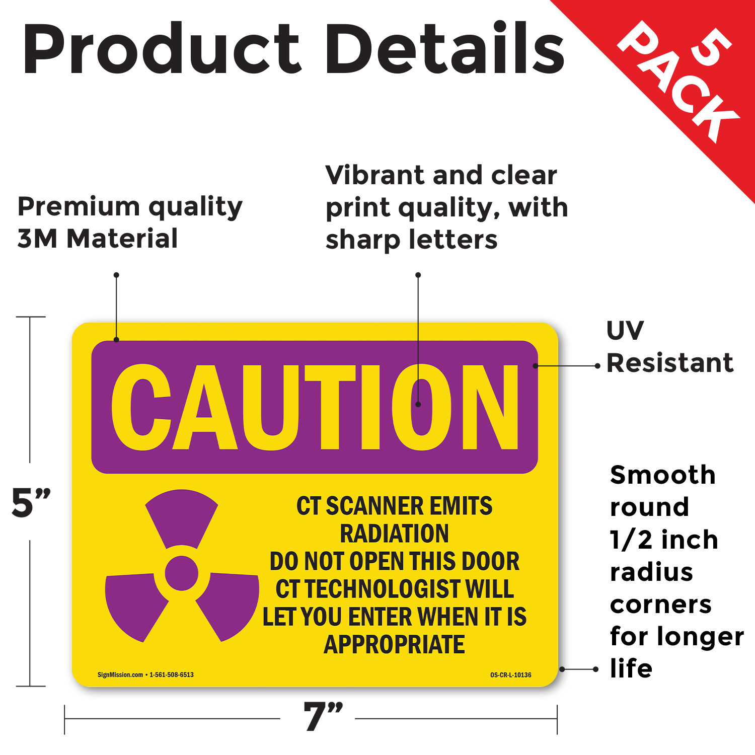 CT-Scanner emittiert Strahlung Do mit Symbol OSHA Vorsicht Strahlungszeichen 5/10er Pack - Bild 39 von 43