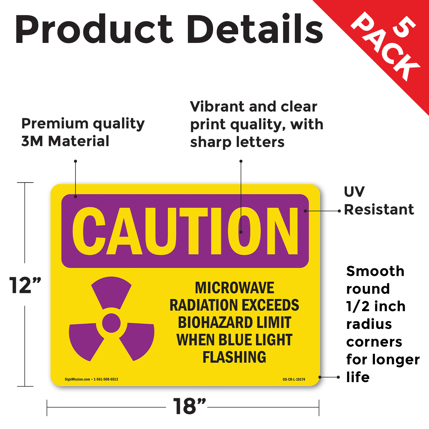 May Contain Radioactive Material OSHA Caution Radiation Sign, Decal 5 or 10 Pack - Afbeelding 38 van 56