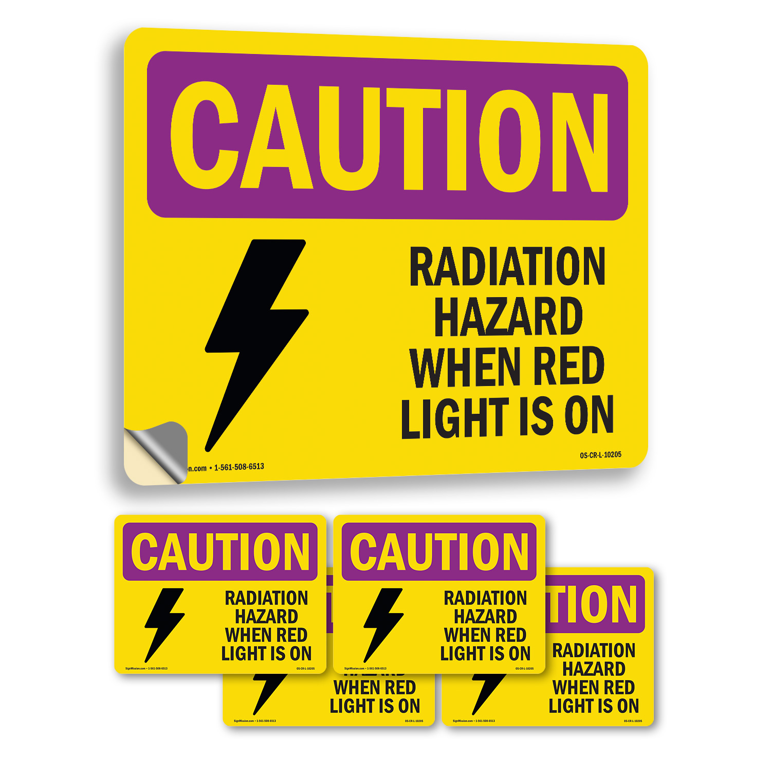 Radiation Hazard When Red Light Is On With Symbol OSHA Caution Sign 5/10 Pack - Picture 32 of 43