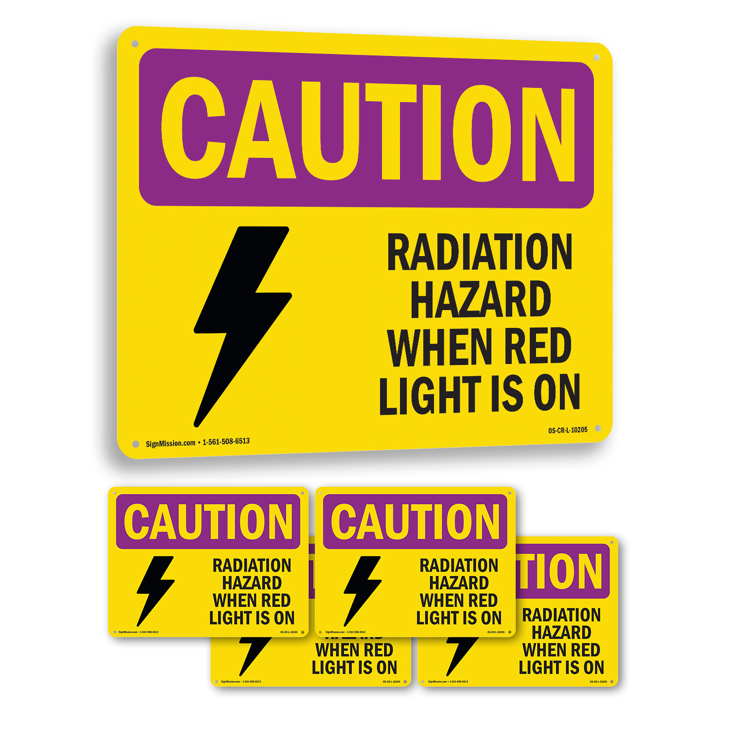 Radiation Hazard When Red Light Is On With Symbol OSHA Caution Sign 5/10 Pack - Picture 24 of 43