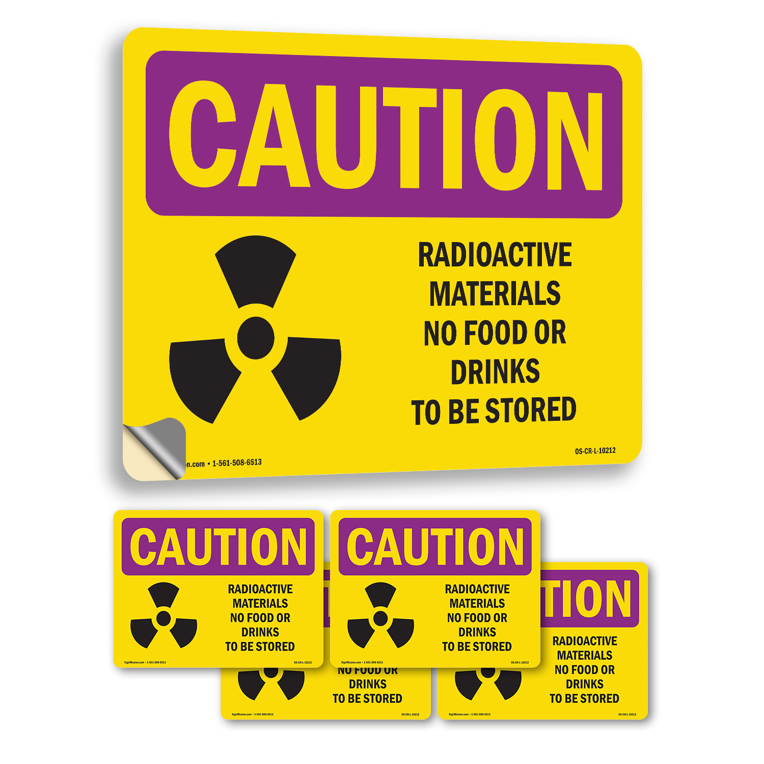 Radioactive Materials No Food With Symbol OSHA Caution Radiation Sign 5/10 Pack - Picture 32 of 43