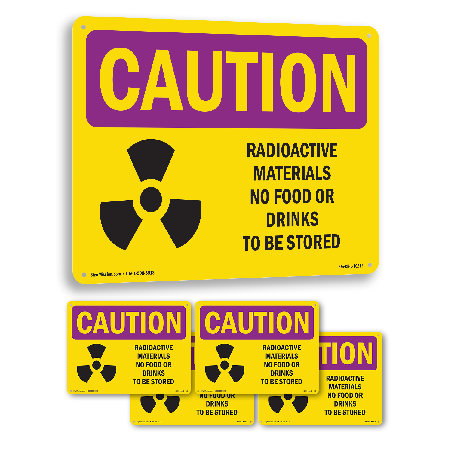 Radioactive Materials No Food With Symbol OSHA Caution Radiation Sign 5/10 Pack - Picture 24 of 43