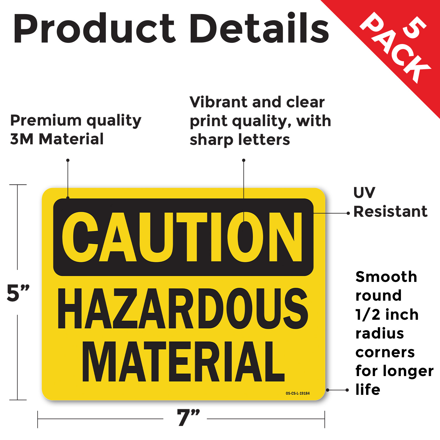 Hazardous Material OSHA Caution Sign Metal, Plastic, Or Decal - 5 or 10 Pack - Picture 43 of 47
