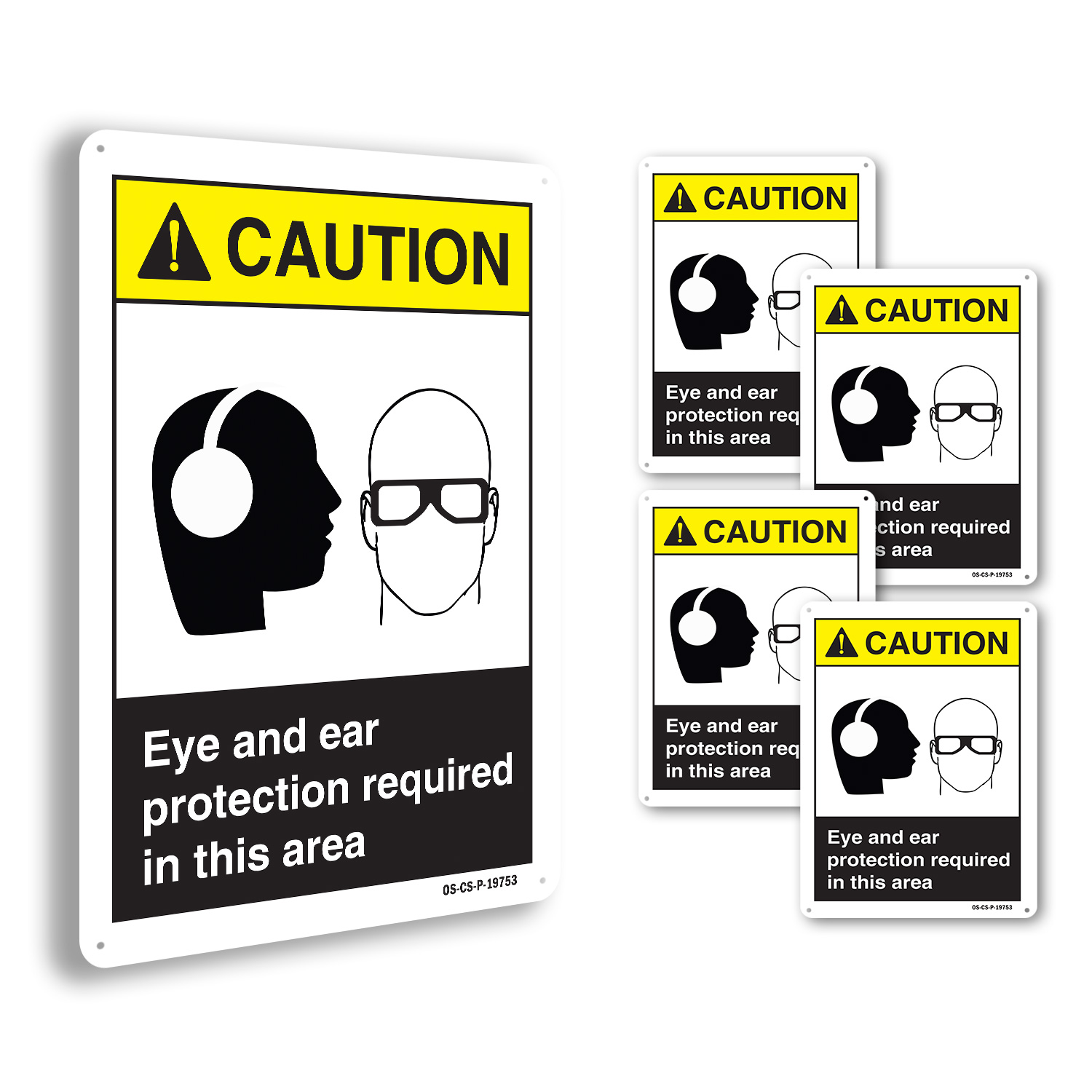 Eye And Ear Protection ANSI Caution Sign Metal, Plastic, Or Decal - 5 or 10 Pack - Picture 24 of 43