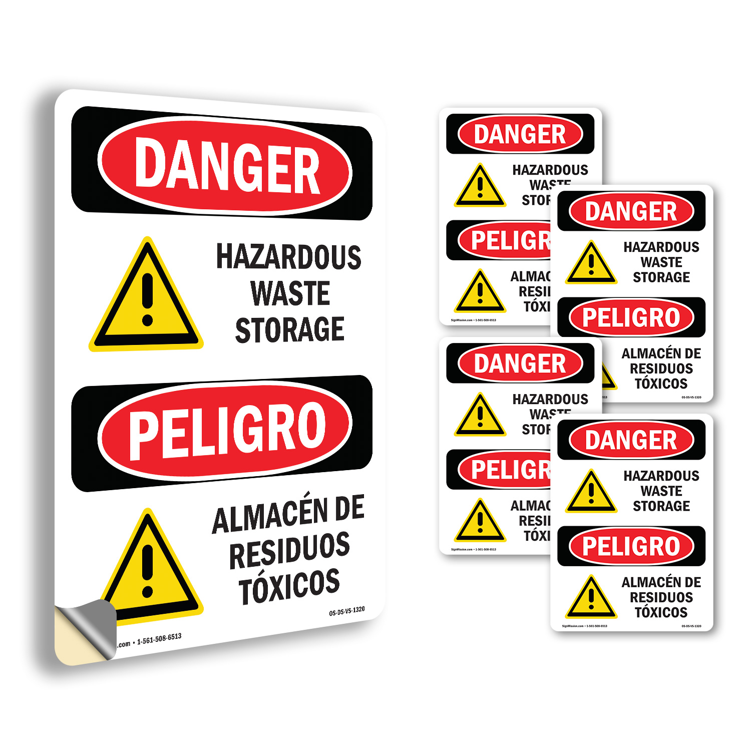 Hazardous Waste Storage Bilingual OSHA Danger Sign Metal, Decal - 5 or 10 Pack - Picture 32 of 43