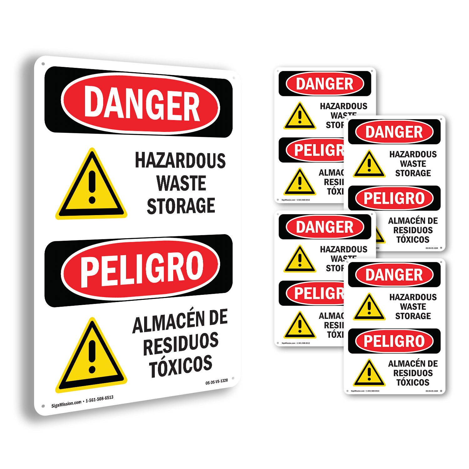 Hazardous Waste Storage Bilingual OSHA Danger Sign Metal, Decal - 5 or 10 Pack - Picture 24 of 43