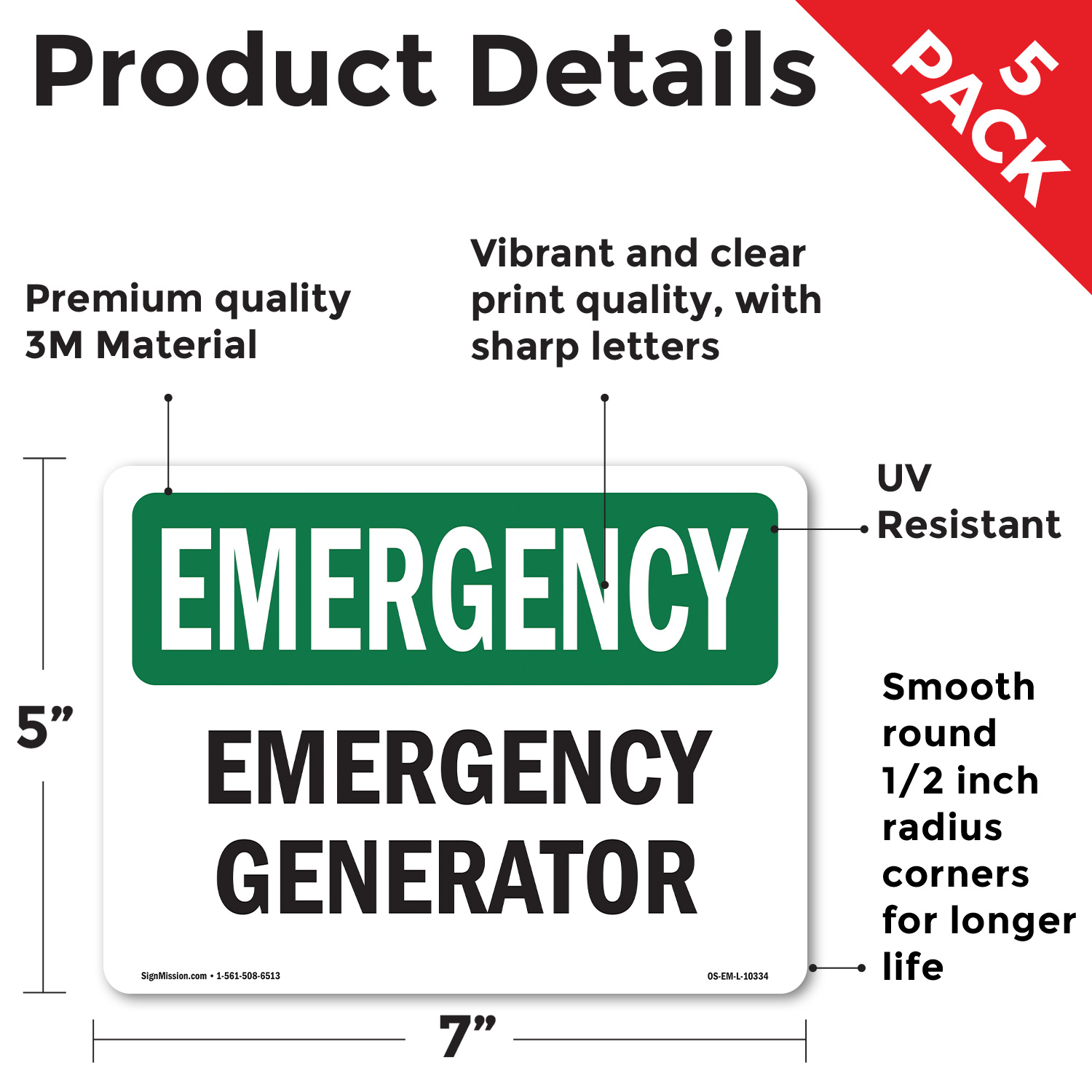 Generator OSHA Emergency Sign Metal, Plastic, Or Decal - 5 or 10 Pack - Picture 39 of 43