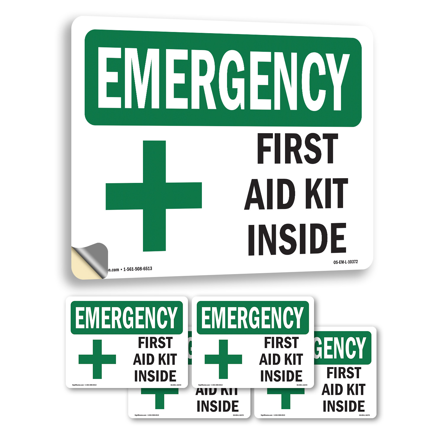 Kit de primeros auxilios en el interior con símbolo OSHA señal o calcomanía de emergencia - paquete de 5 o 10 - Imagen 32 de 43
