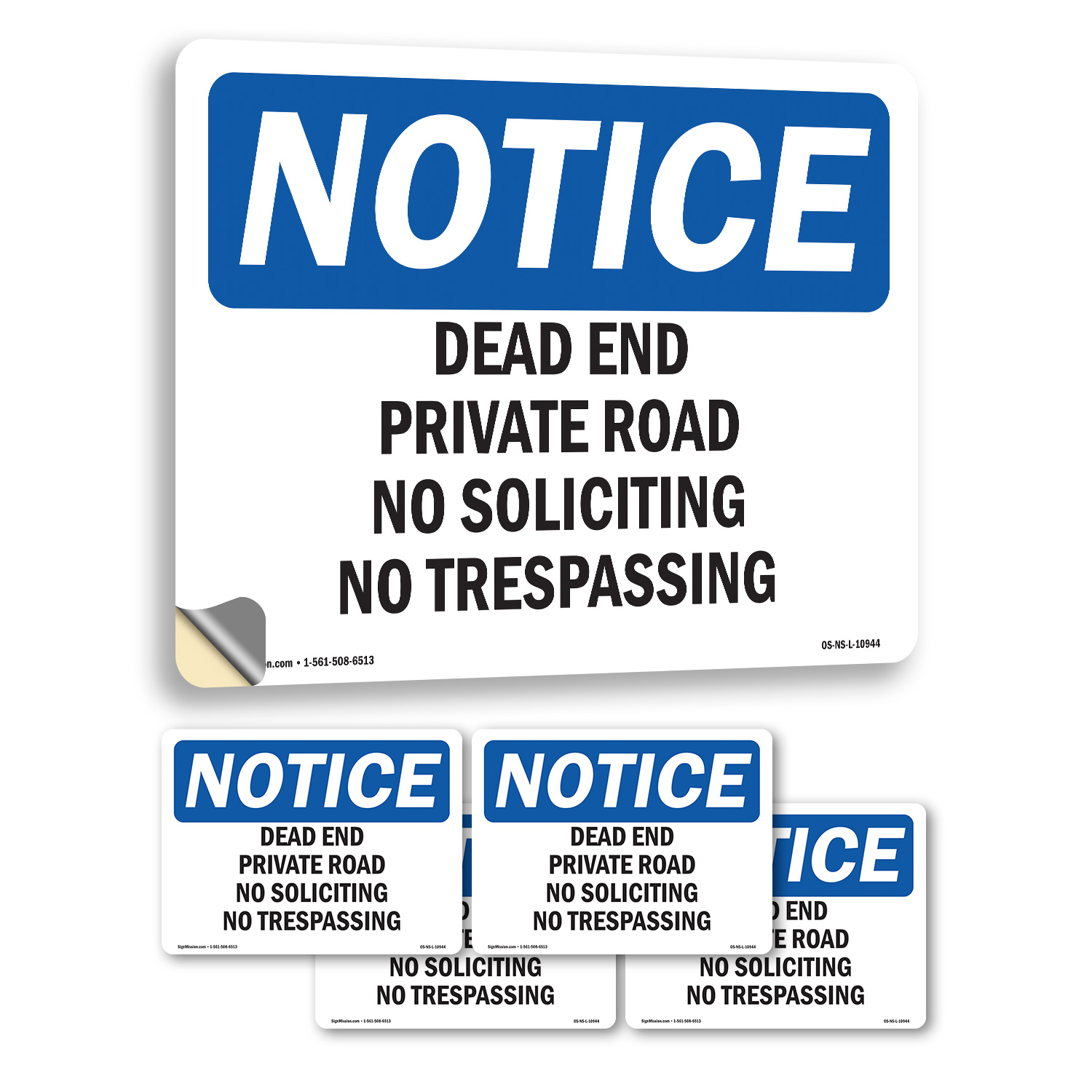 Dead End Private Road No Soliciting No Trespassing OSHA Notice Sign 5/10 Pack - Picture 32 of 43