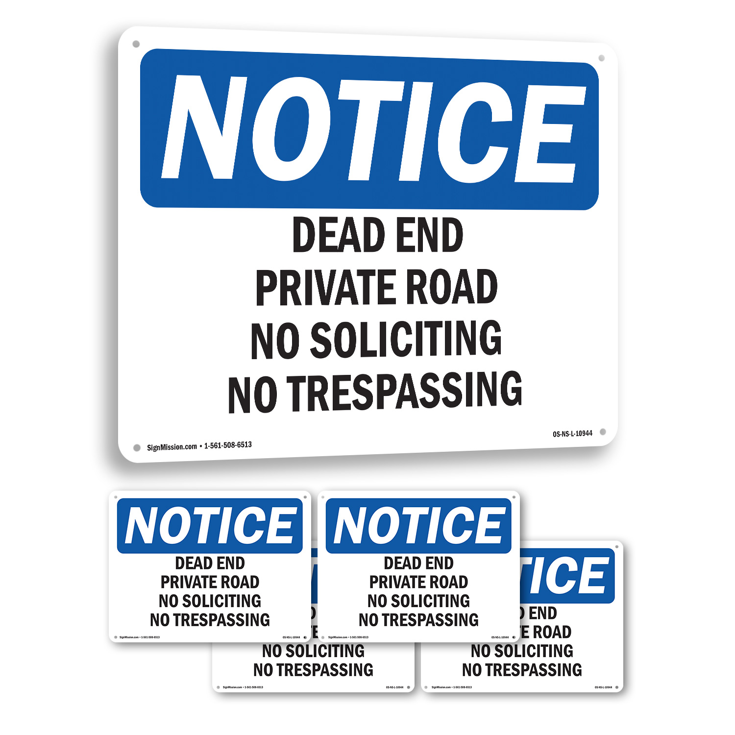 Dead End Private Road No Soliciting No Trespassing OSHA Notice Sign 5/10 Pack - Picture 24 of 43