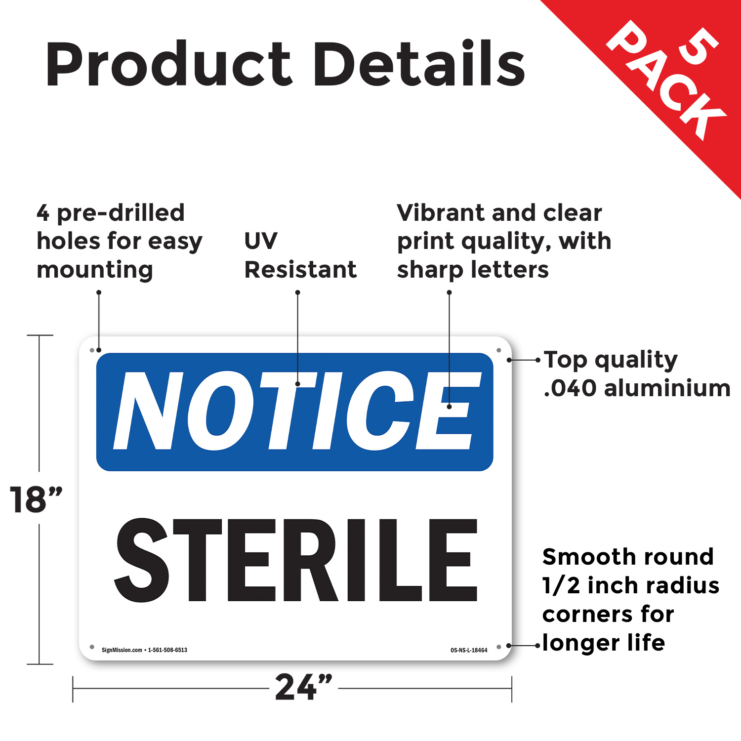 Sterile OSHA Notice Sign Metal, Plastic, Or Decal - 5 or 10 Pack - Picture 31 of 43