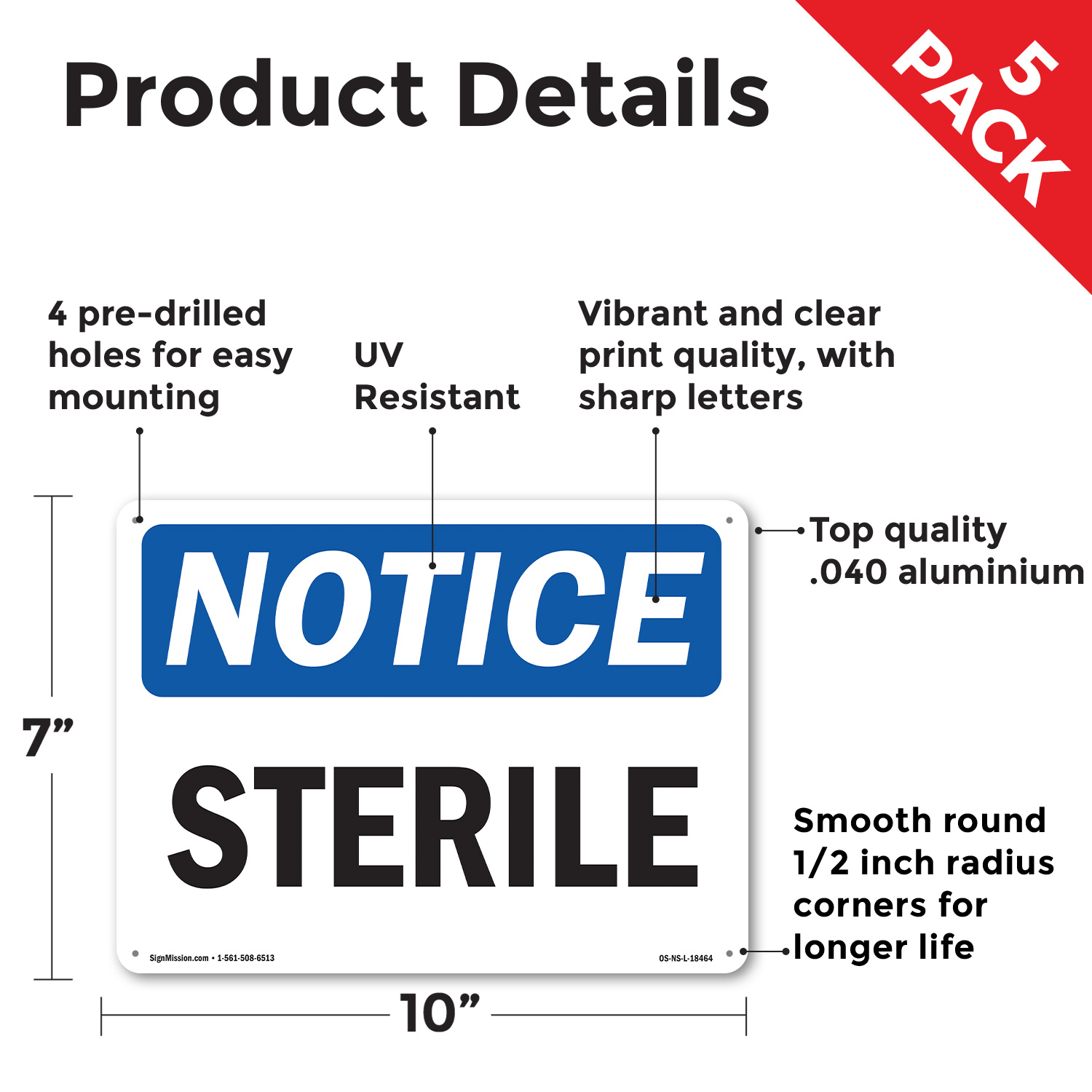 Sterile OSHA Notice Sign Metal, Plastic, Or Decal - 5 or 10 Pack - Picture 25 of 43