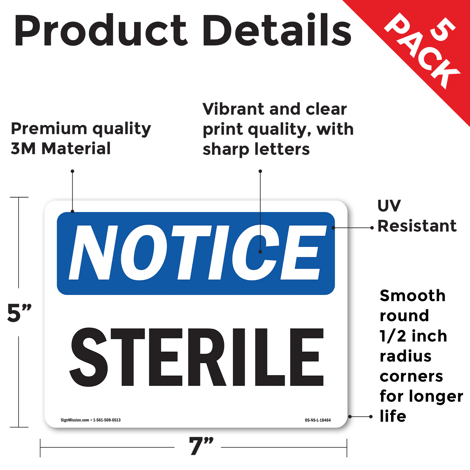 Sterile OSHA Notice Sign Metal, Plastic, Or Decal - 5 or 10 Pack - Picture 39 of 43