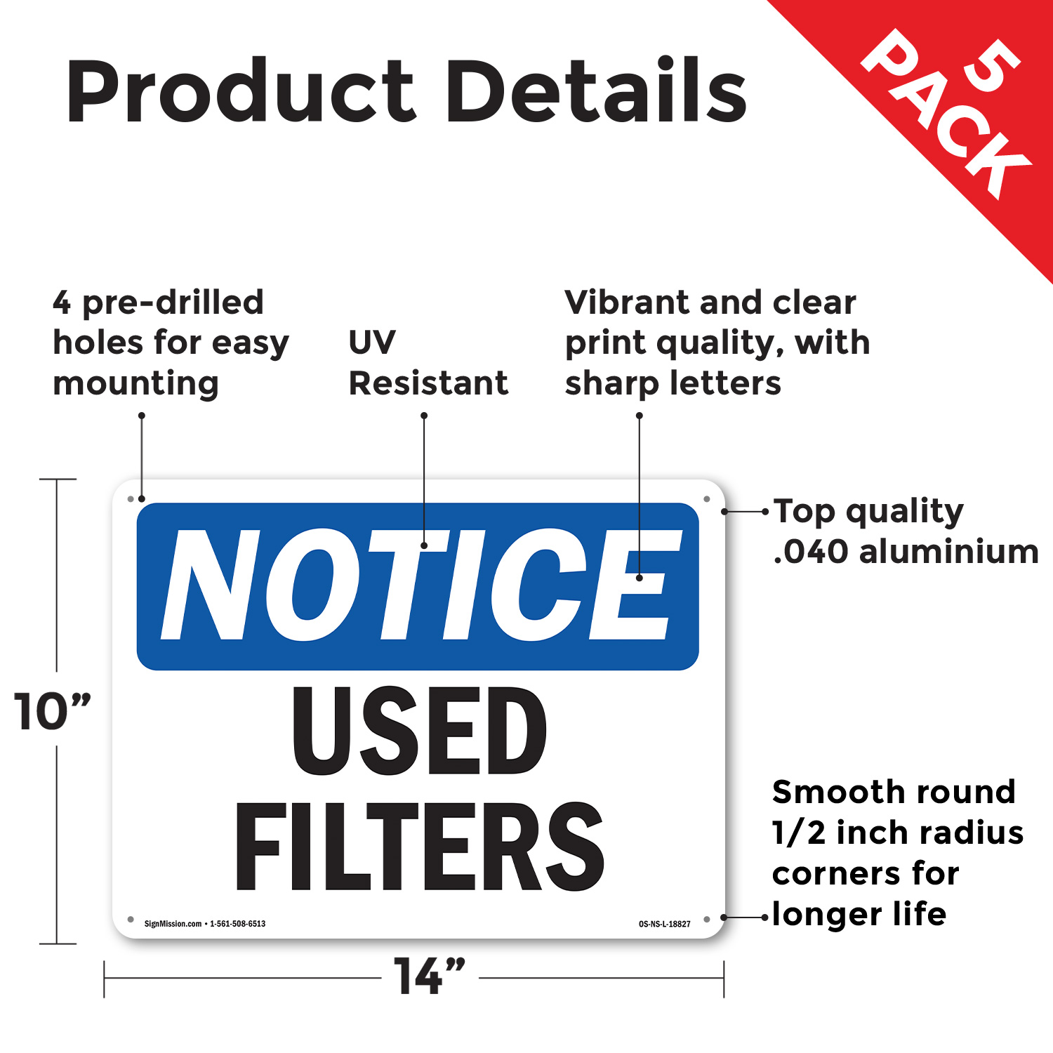 Used Filters OSHA Notice Sign Metal, Plastic, Or Decal - 5 or 10 Pack - Picture 27 of 43