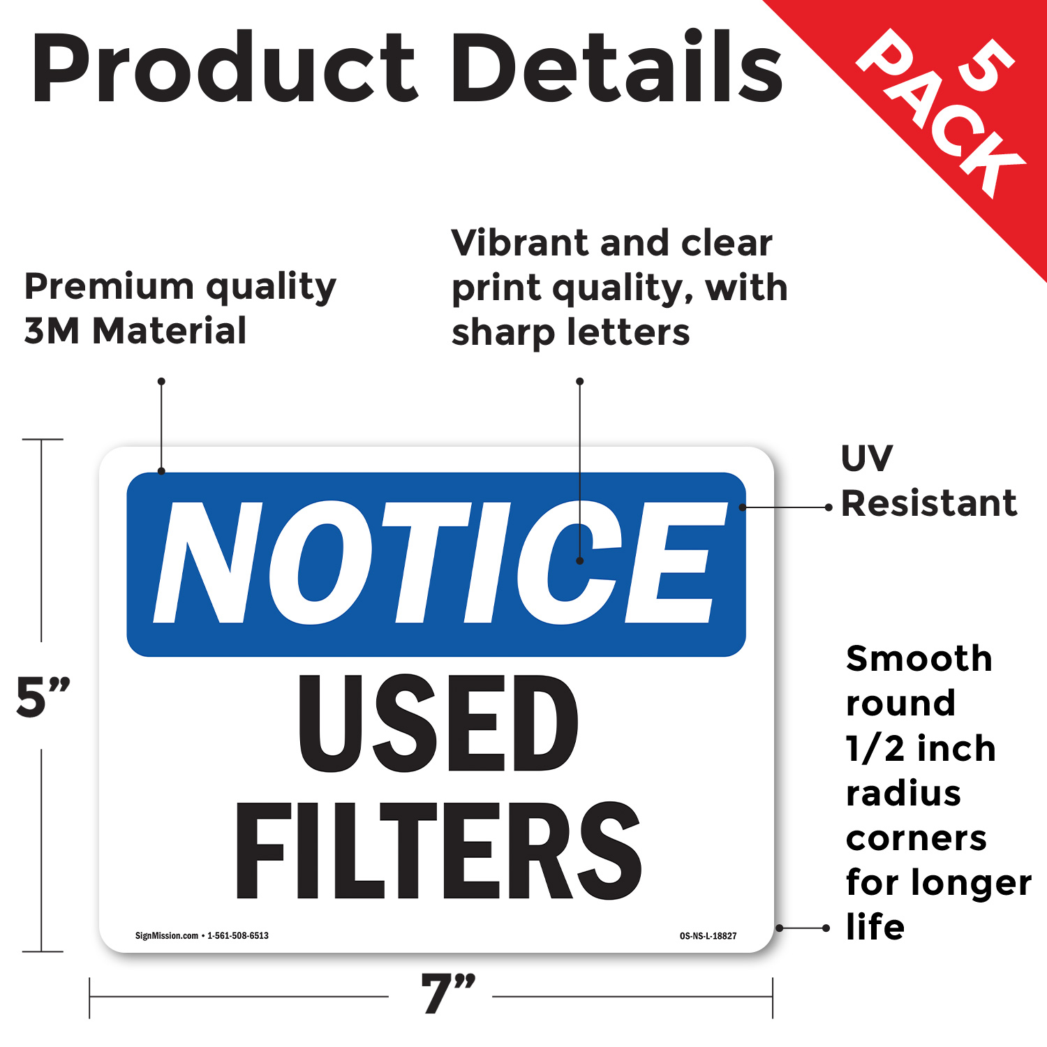 Used Filters OSHA Notice Sign Metal, Plastic, Or Decal - 5 or 10 Pack - Picture 39 of 43