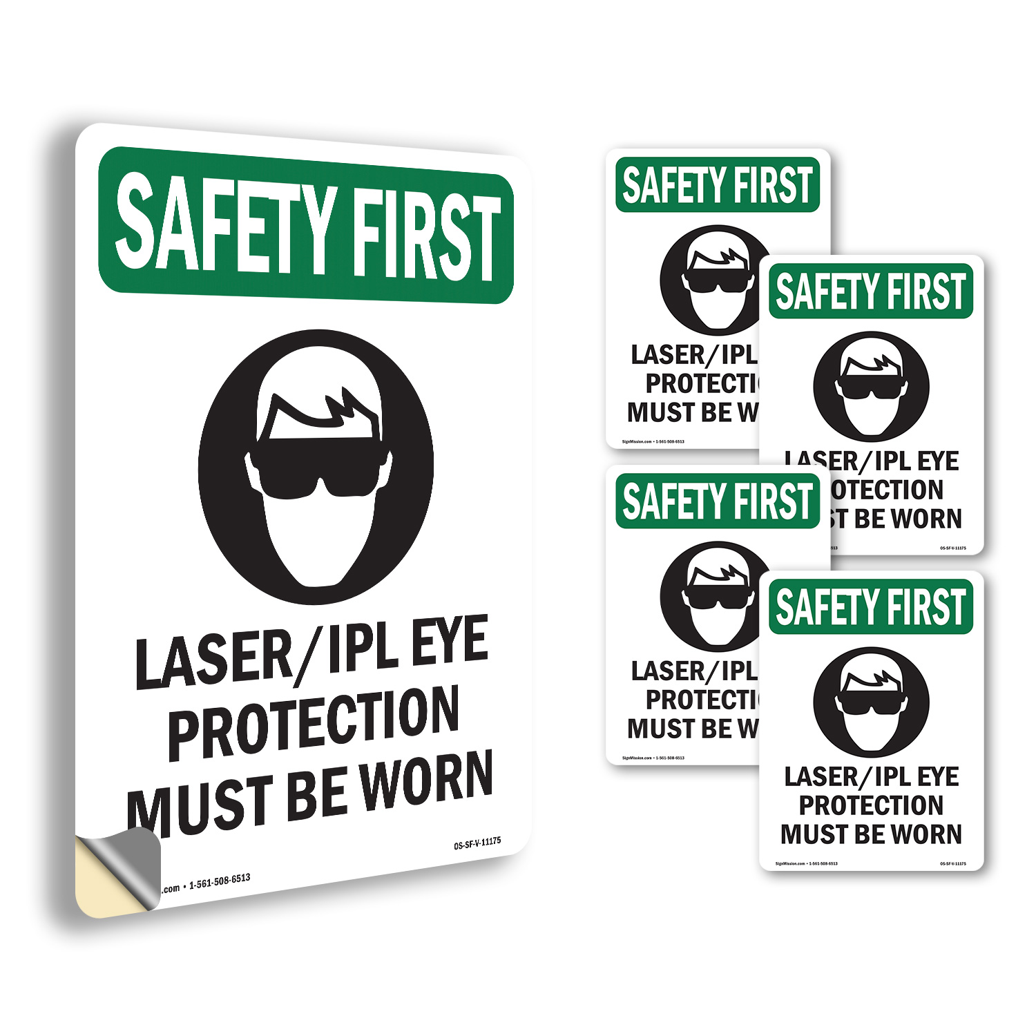 Laser Ipl Eye Protection With Symbol OSHA SAFETY FIRST Sign, Decal 5 or 10 Pack - Picture 32 of 43