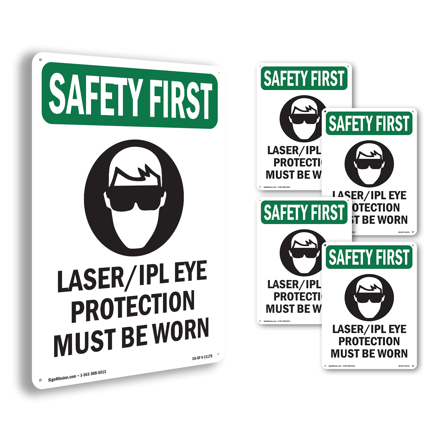 Laser Ipl Eye Protection With Symbol OSHA SAFETY FIRST Sign, Decal 5 or 10 Pack - Picture 24 of 43