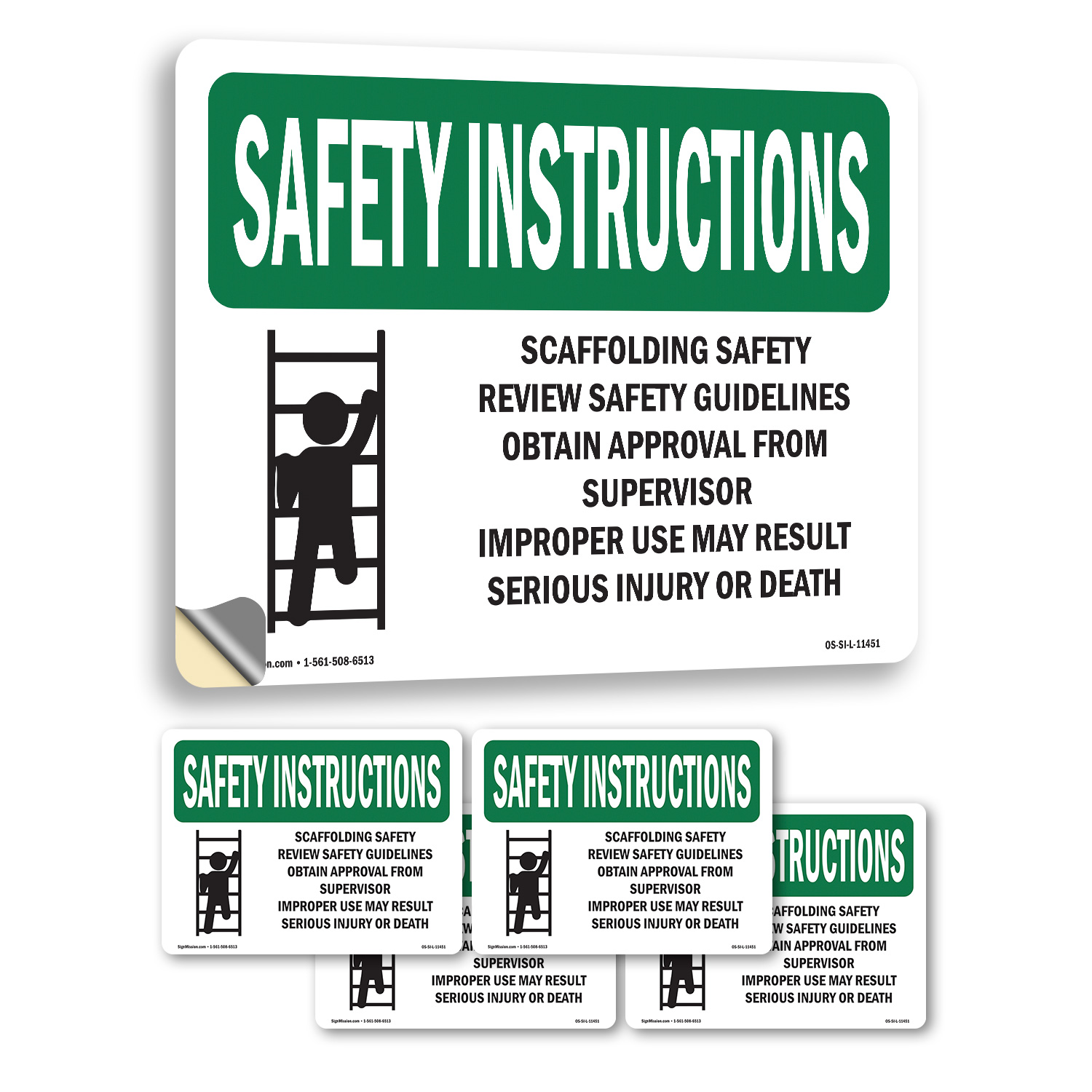 Scaffolding Safety Review With Symbol OSHA Safety Instructions Sign 5/10 Pack - Picture 32 of 43