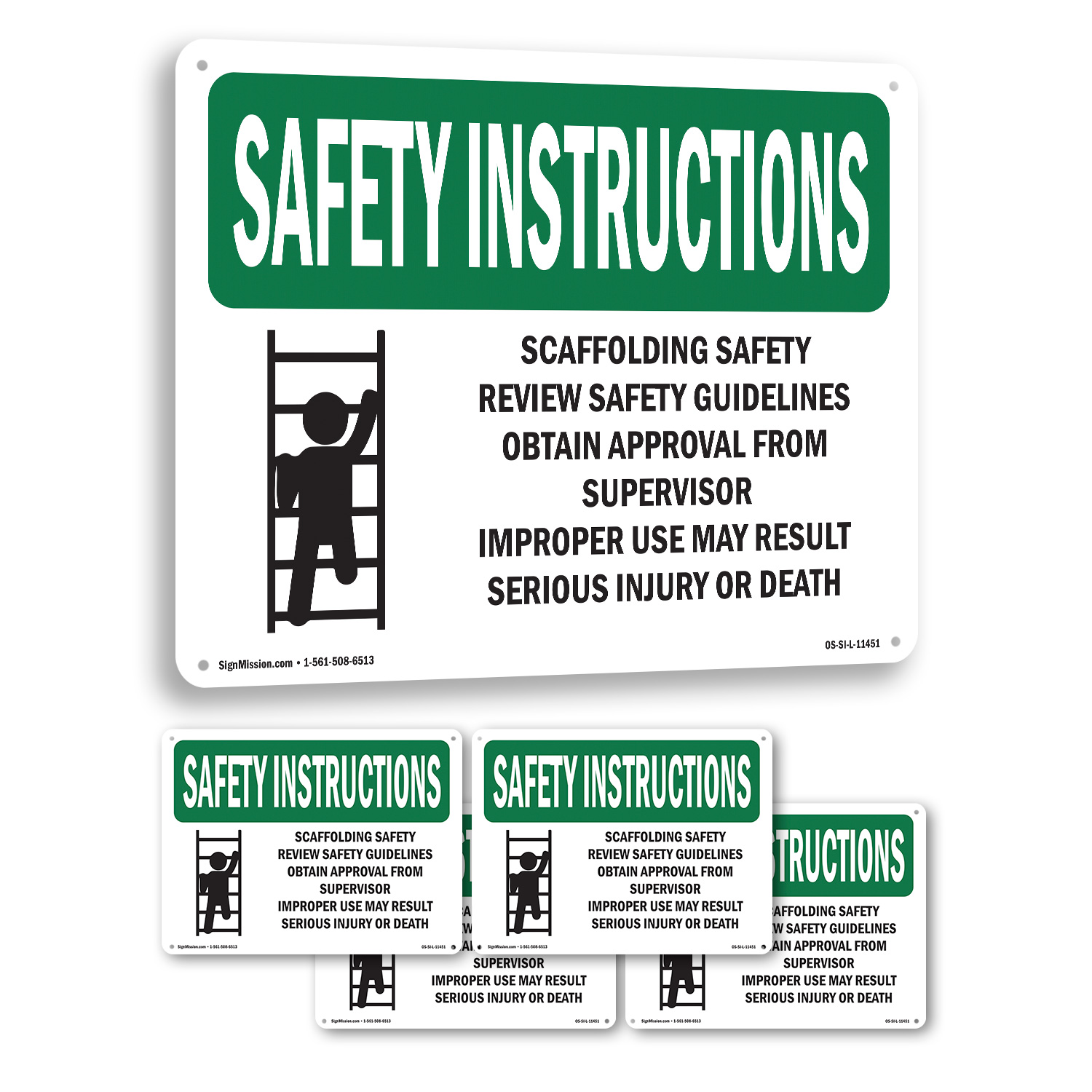 Scaffolding Safety Review With Symbol OSHA Safety Instructions Sign 5/10 Pack - Picture 24 of 43