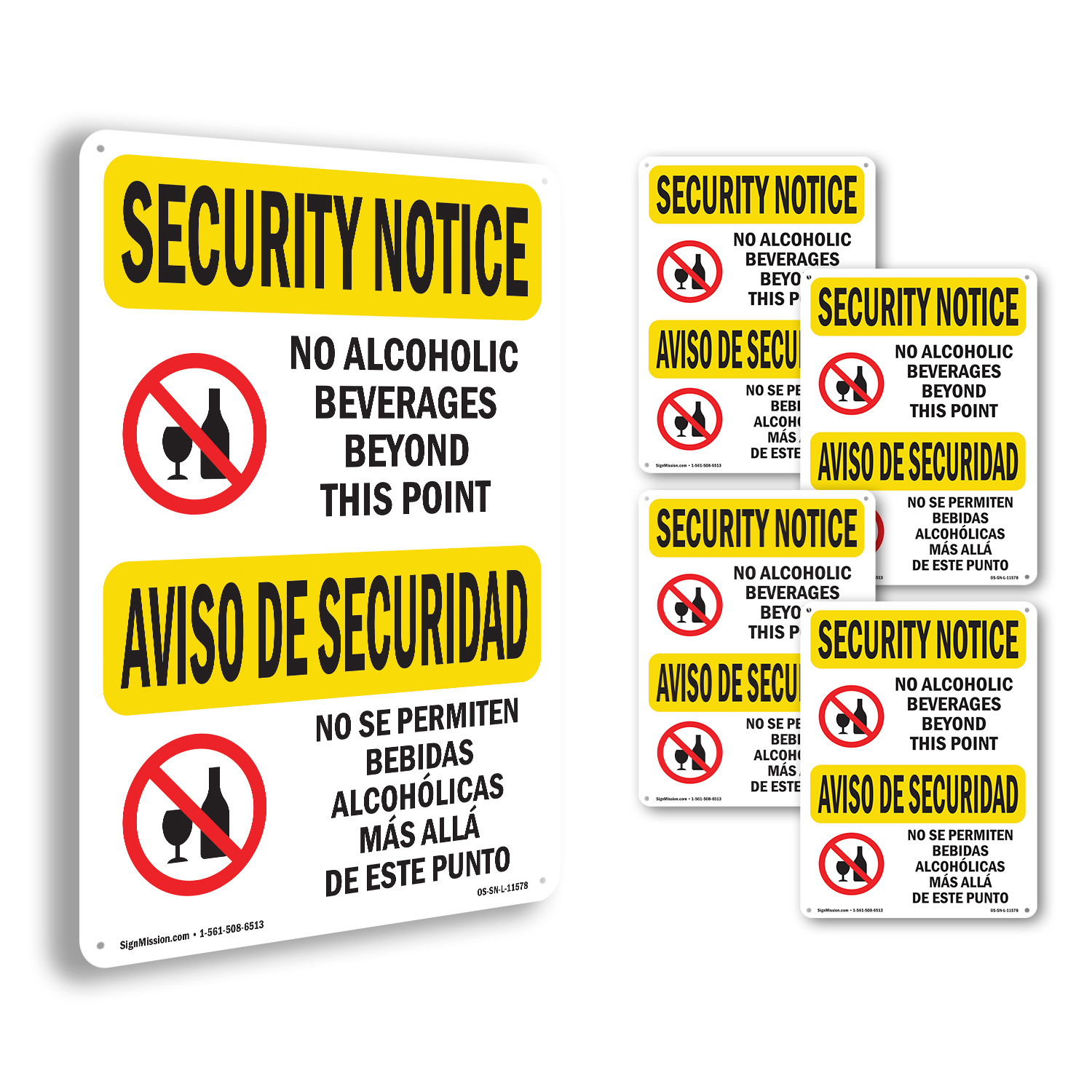 No Alcoholic Beverages Bilingual OSHA Security Notice Sign, Decal 5 or 10 Pack - Picture 24 of 43
