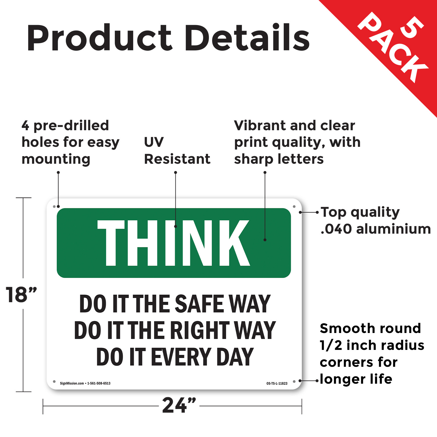 Do It The Safe Way The Right Way Every Day OSHA Think Sign, Decal 5 or 10 Pack - Picture 31 of 43