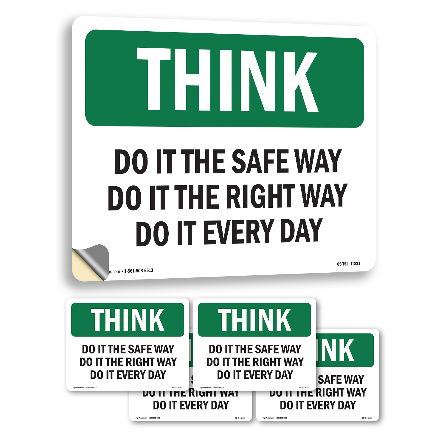 Do It The Safe Way The Right Way Every Day OSHA Think Sign, Decal 5 or 10 Pack - Picture 32 of 43