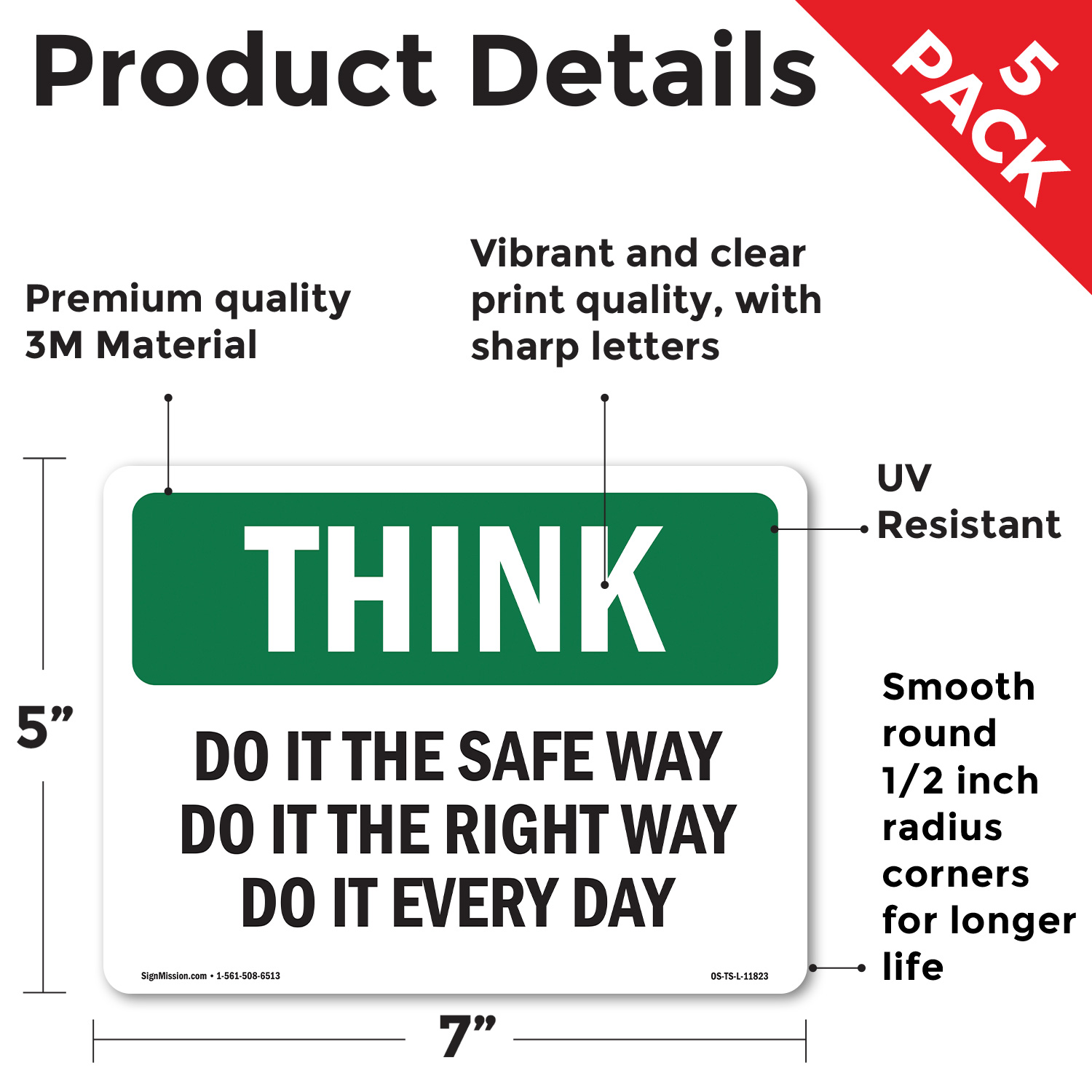 Do It The Safe Way The Right Way Every Day OSHA Think Sign, Decal 5 or 10 Pack - Picture 39 of 43