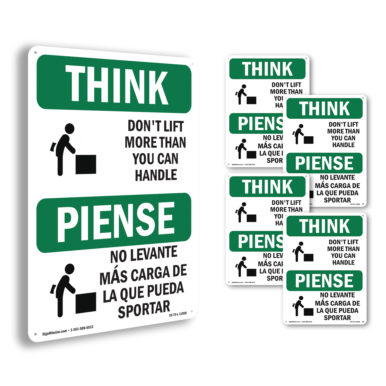 Heben Sie nicht mehr an, als Sie umgehen können zweisprachiges OSHA Think Schild, Aufkleber 5/10er Pack - Bild 24 von 43