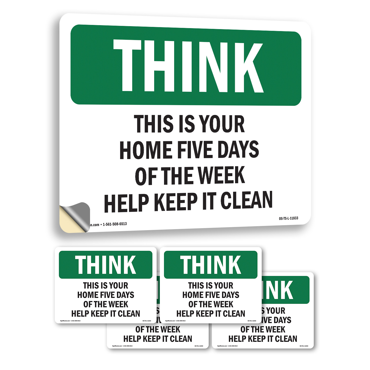 Home Five Days Of The Week Help Keep It Clean OSHA Think Sign, Decal 5/10 Pack - Picture 32 of 43