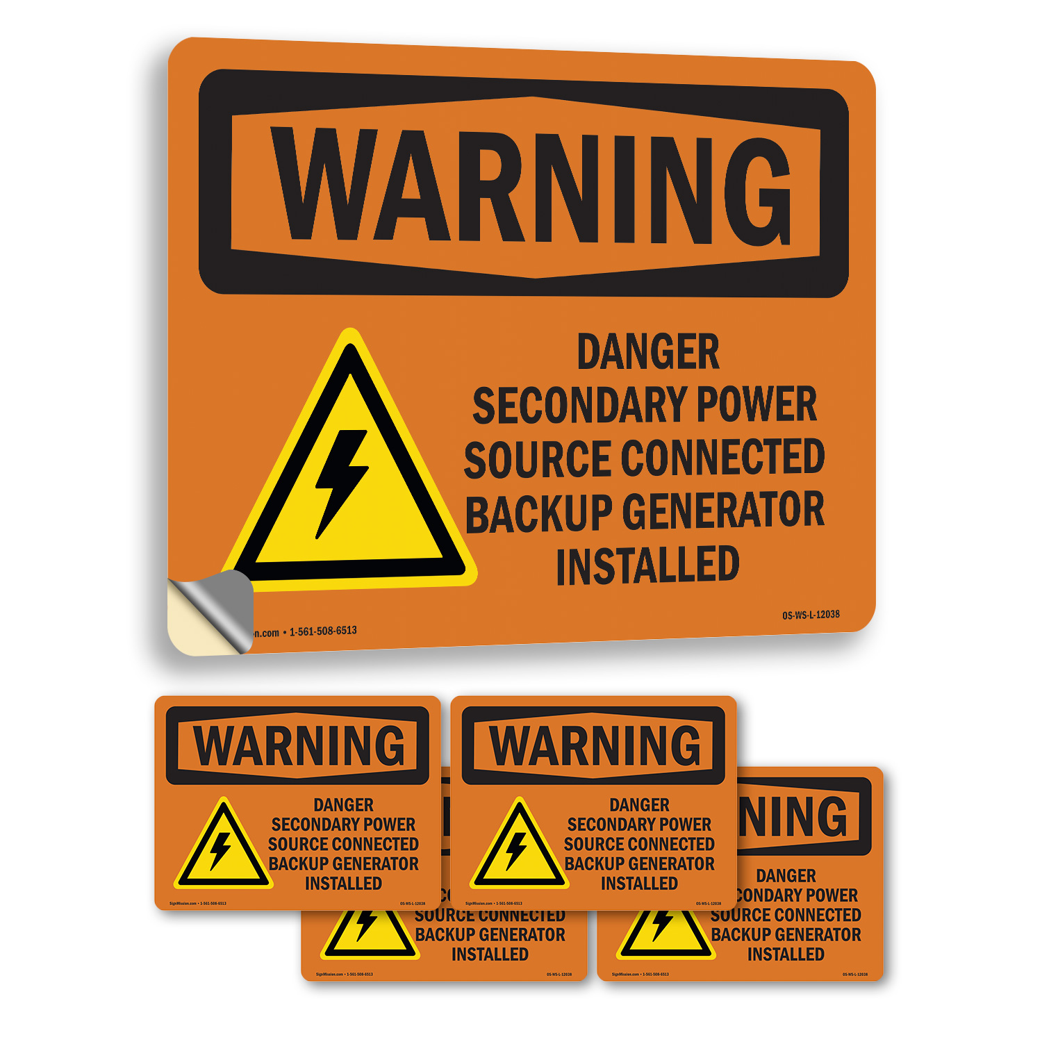 Danger Secondary Power Source With Symbol OSHA WARNING Sign, Decal 5 or 10 Pack - Picture 33 of 52