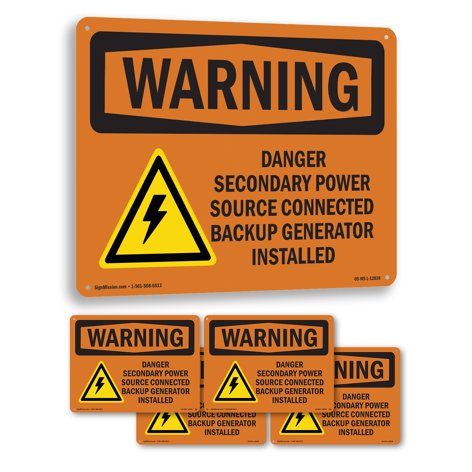 Danger Secondary Power Source With Symbol OSHA WARNING Sign, Decal 5 or 10 Pack - Picture 29 of 52