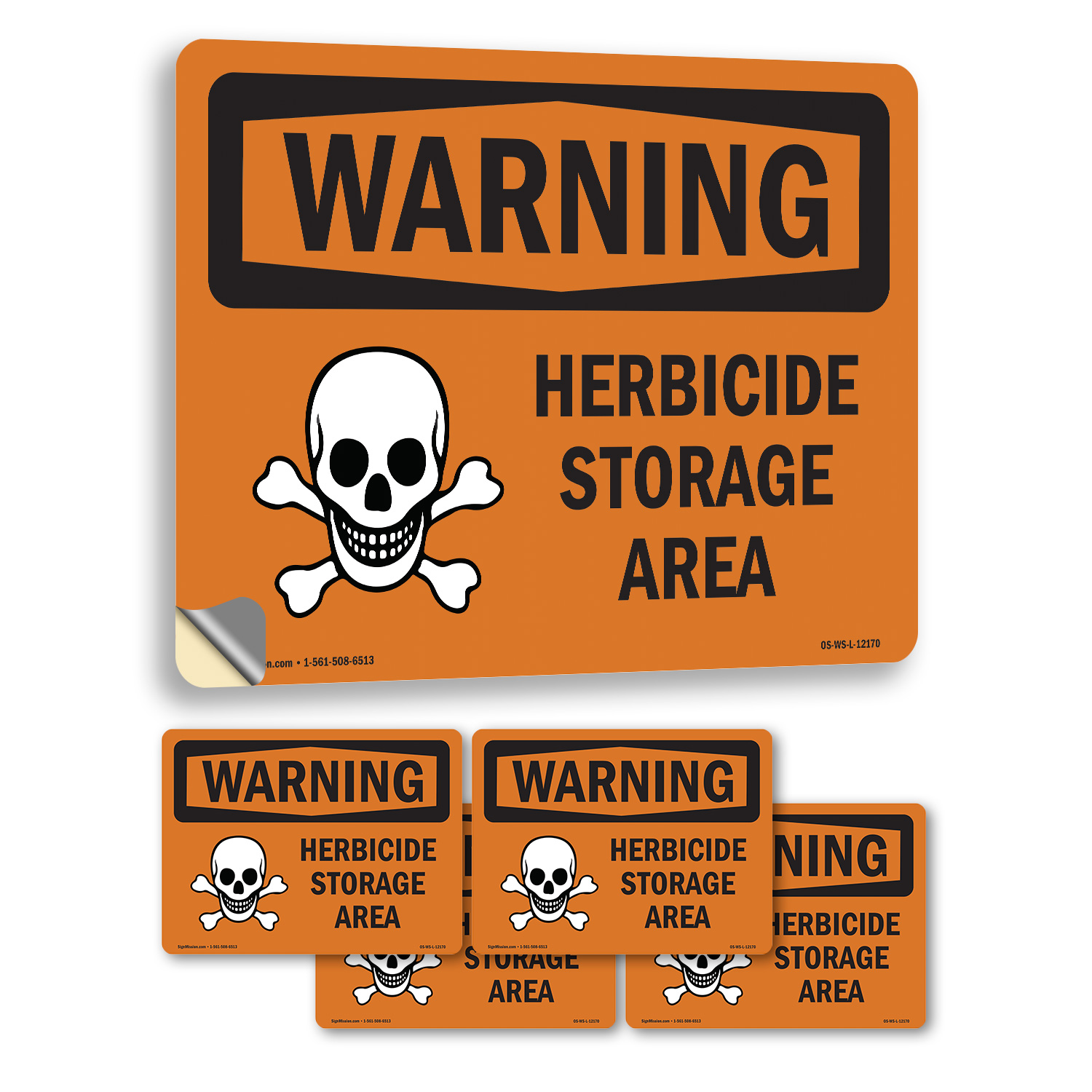 Área de almacenamiento de herbicidas OSHA ADVERTENCIA señal metal, plástico o calcomanía - paquete de 5 o 10 - Imagen 32 de 43