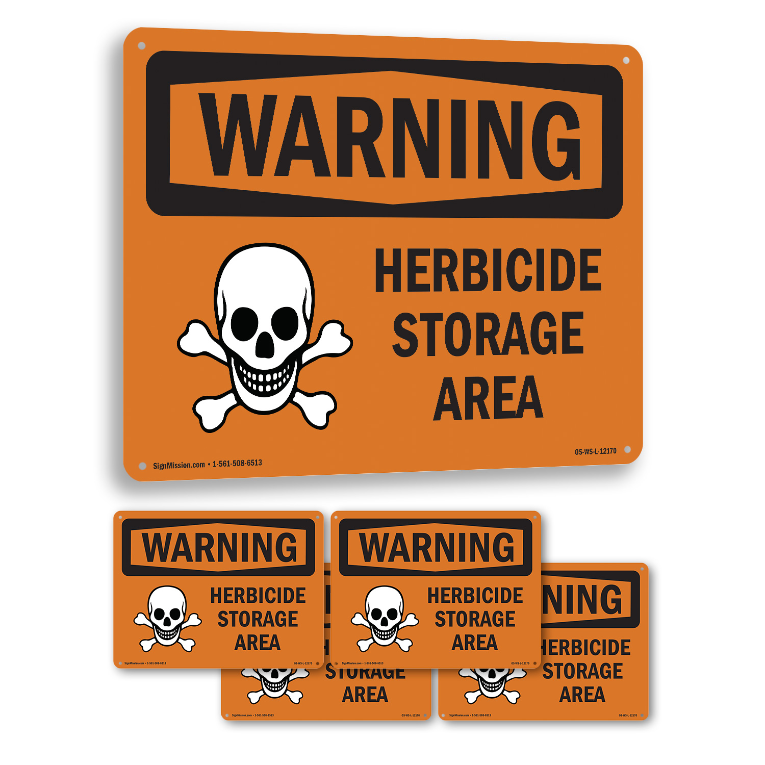 Área de almacenamiento de herbicidas OSHA ADVERTENCIA señal metal, plástico o calcomanía - paquete de 5 o 10 - Imagen 24 de 43