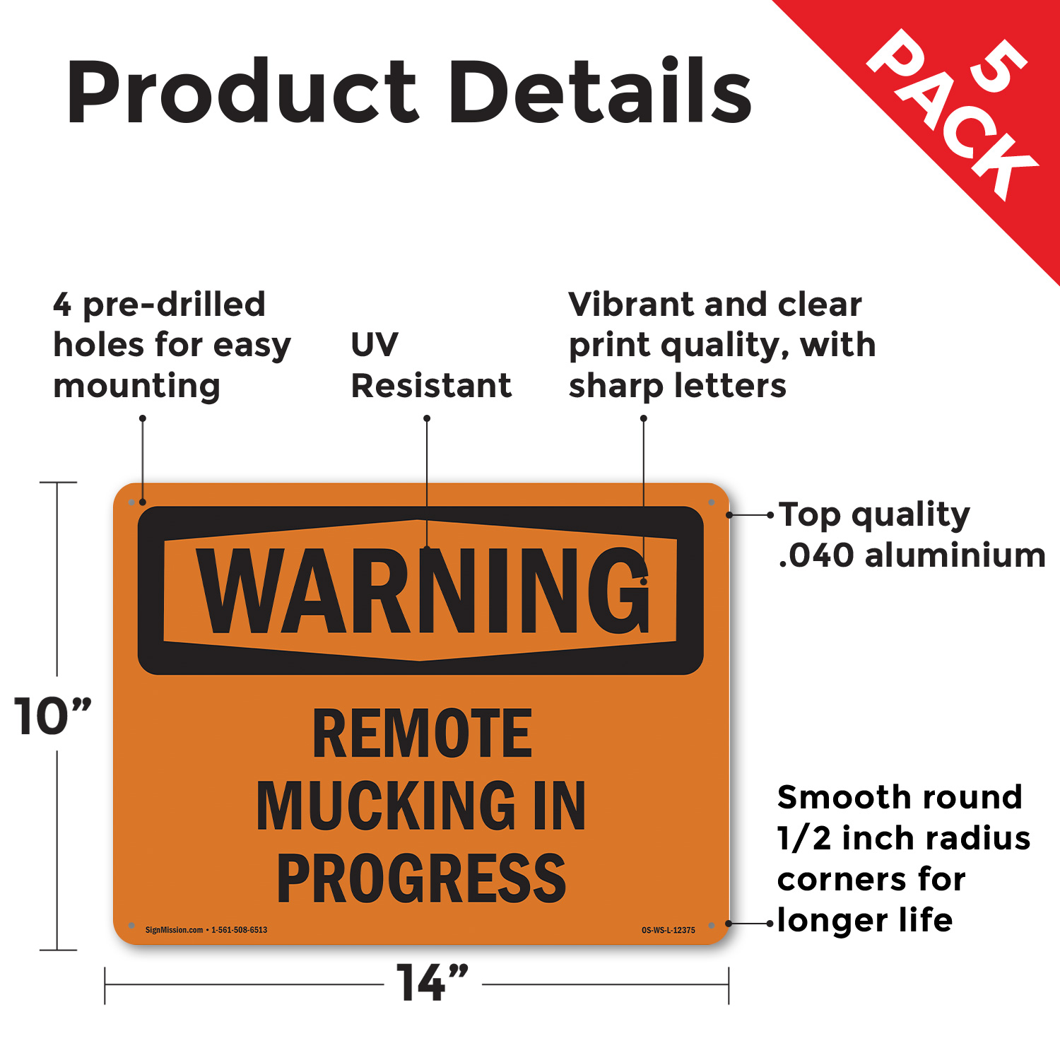Remote Mucking In Progress OSHA WARNING Sign Metal, Plastic, Decal 5 or 10 Pack - Picture 27 of 43