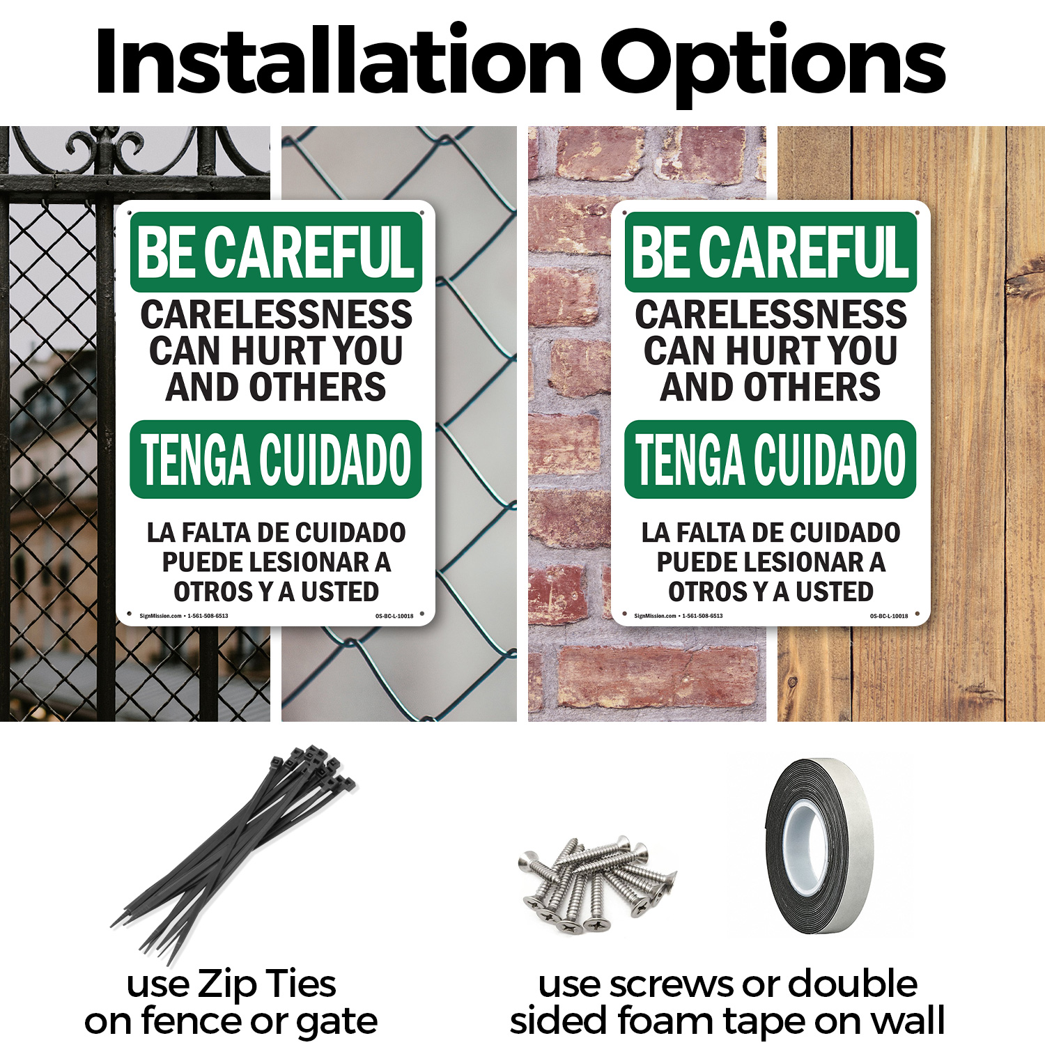 Carelessness Can Hurt Bilingual OSHA Be Careful Sign Or Decal - 5 or 10 Pack - Picture 9 of 75