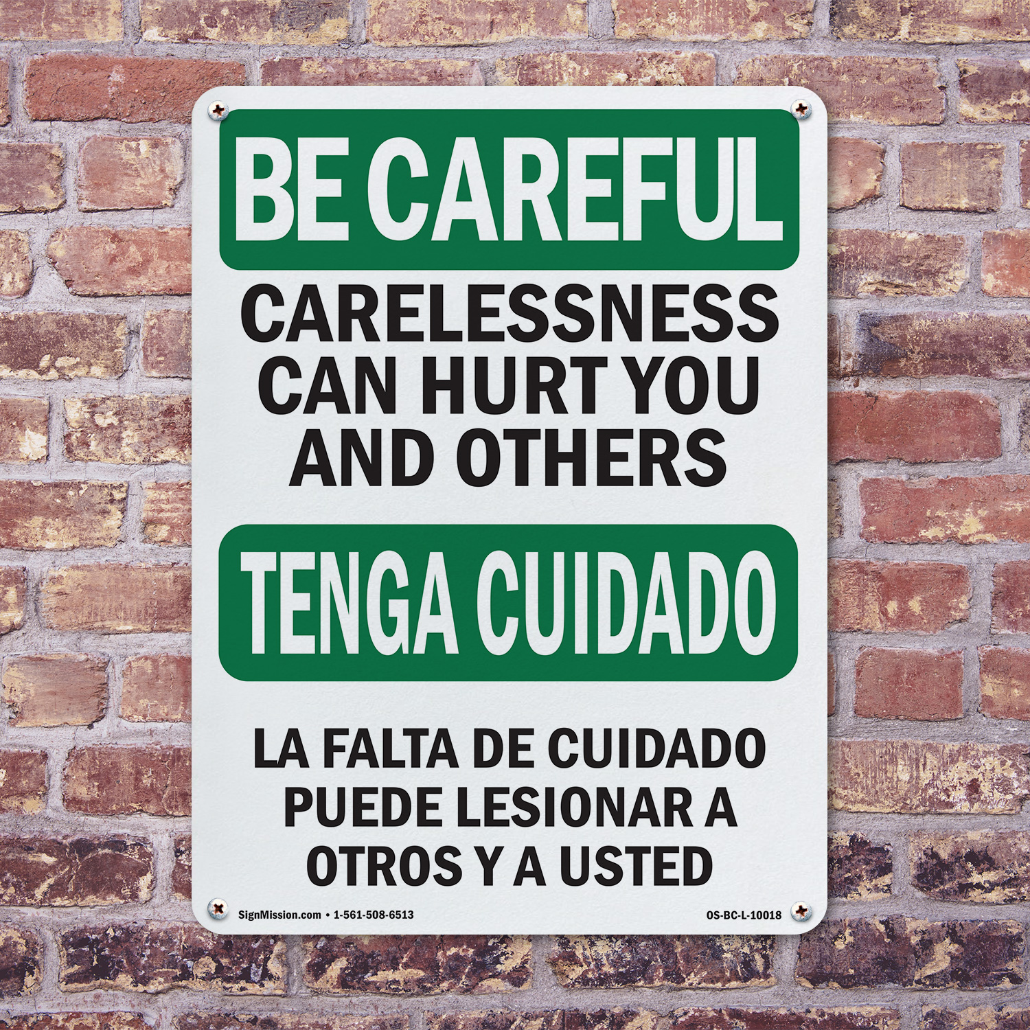 Carelessness Can Hurt Bilingual OSHA Be Careful Sign Or Decal - 5 or 10 Pack - Picture 11 of 75