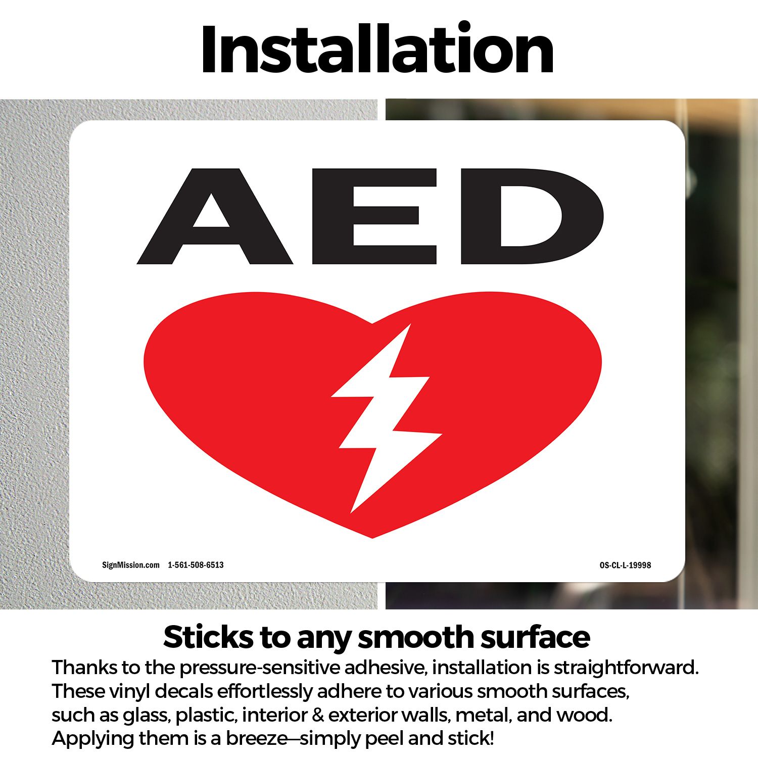AED (with graphic) OSHA Sign Metal, Plastic, Or Decal - 5 or 10 Pack - Picture 11 of 52