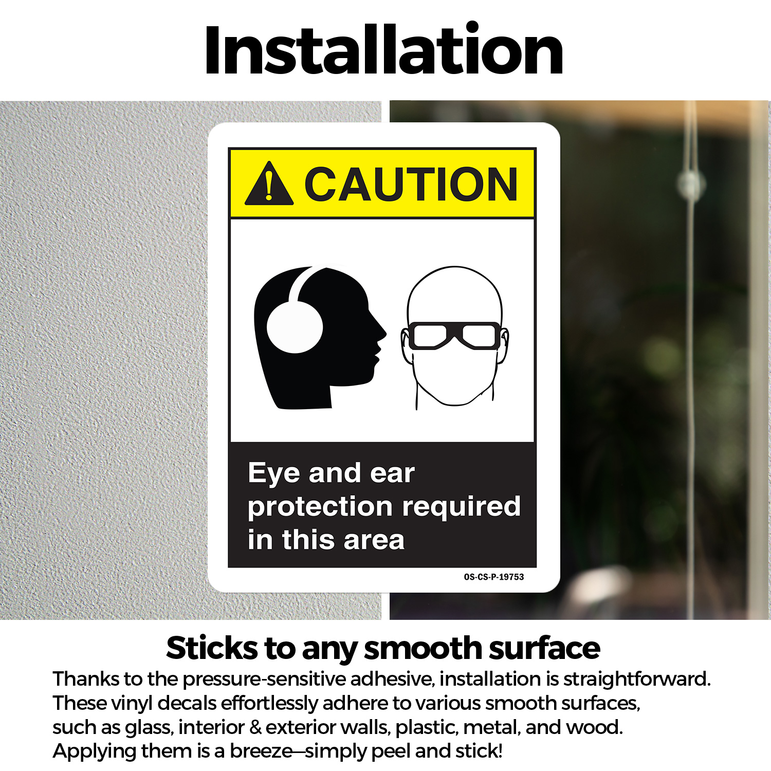 Eye And Ear Protection ANSI Caution Sign Metal, Plastic, Or Decal - 5 or 10 Pack - Picture 14 of 43