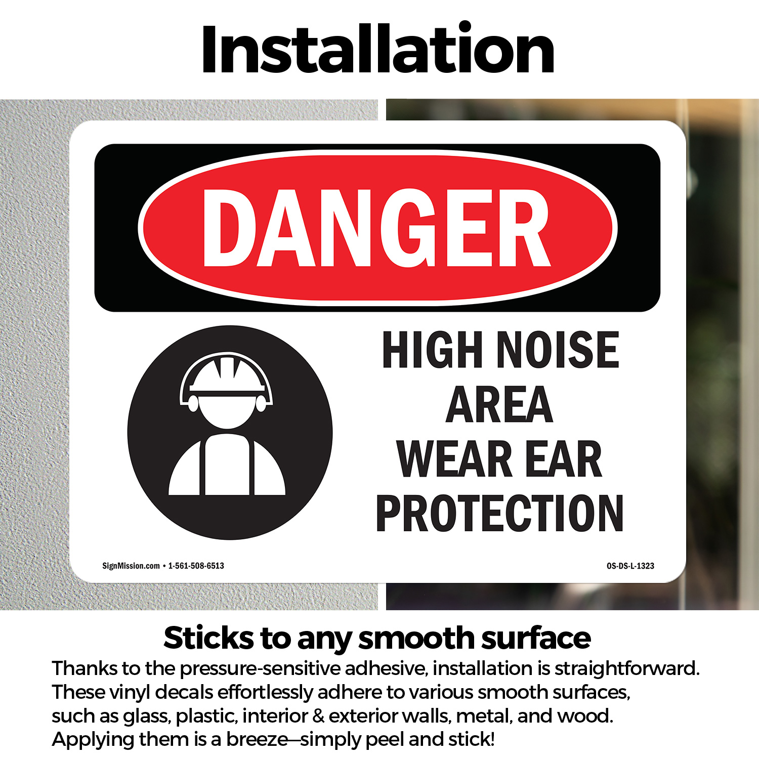 High Noise Area Wear Ear Protection OSHA Danger Sign Or Decal - 5 or 10 Pack - Picture 12 of 48