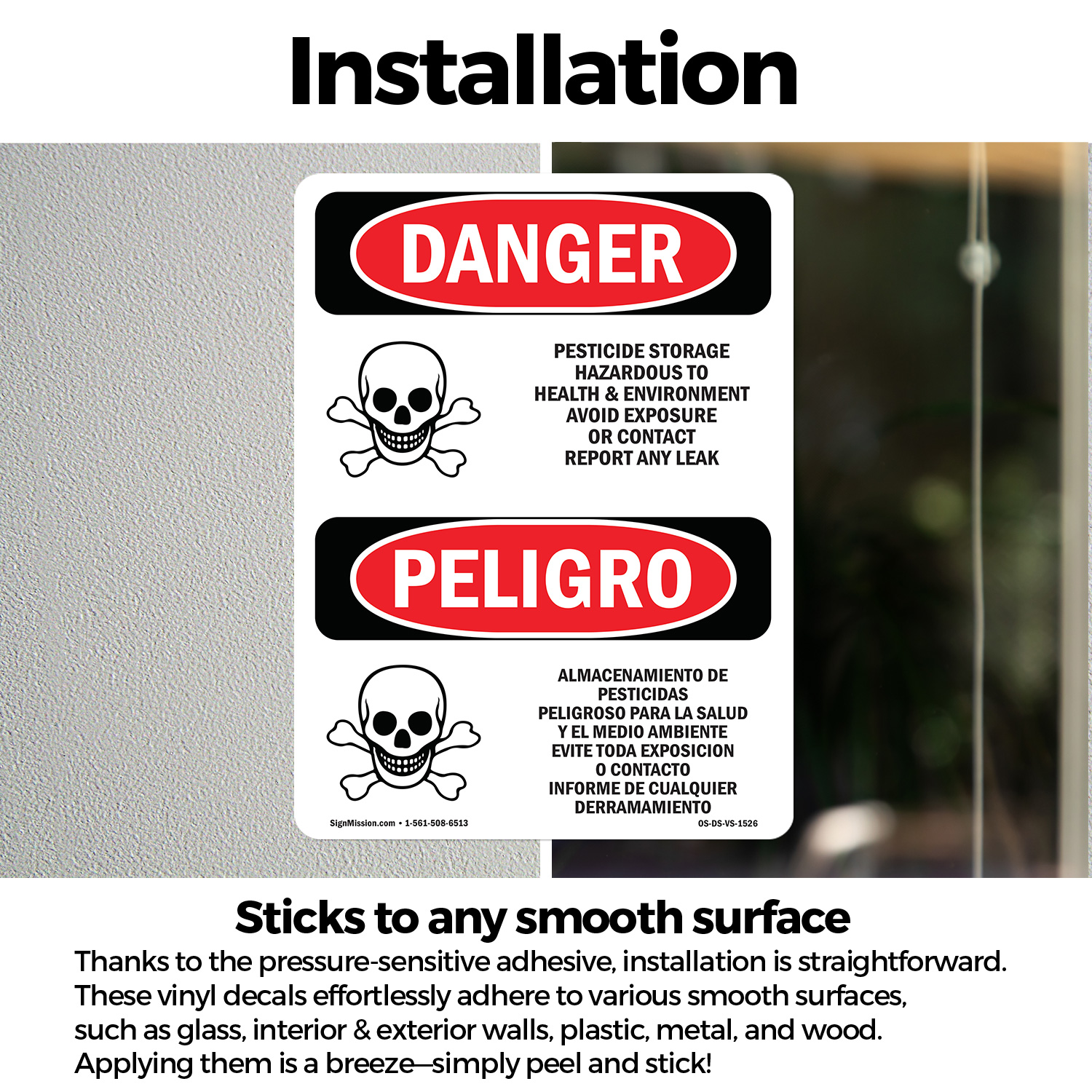 Pesticide Storage Hazardous Bilingual OSHA Danger Sign Or Decal - 5 or ...