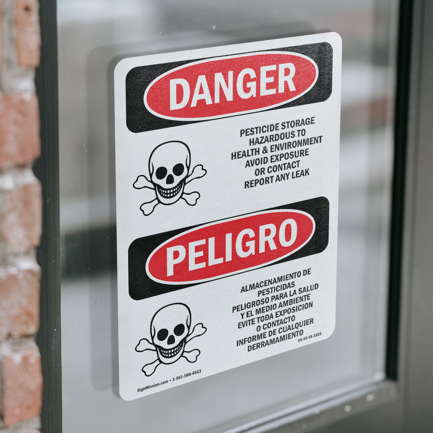 Pesticide Storage Hazardous Bilingual OSHA Danger Sign Or Decal - 5 or ...