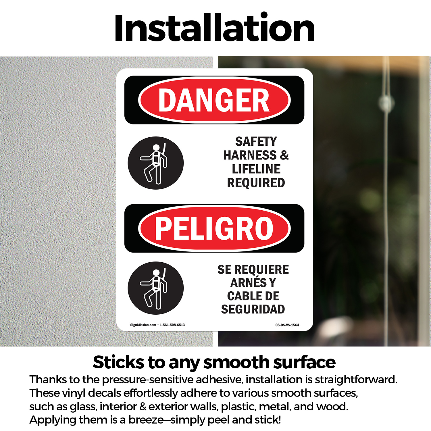 Safety Harness And Lifeline Required Bilingual OSHA Danger Sign - 5 or 10 Pack - Picture 14 of 43